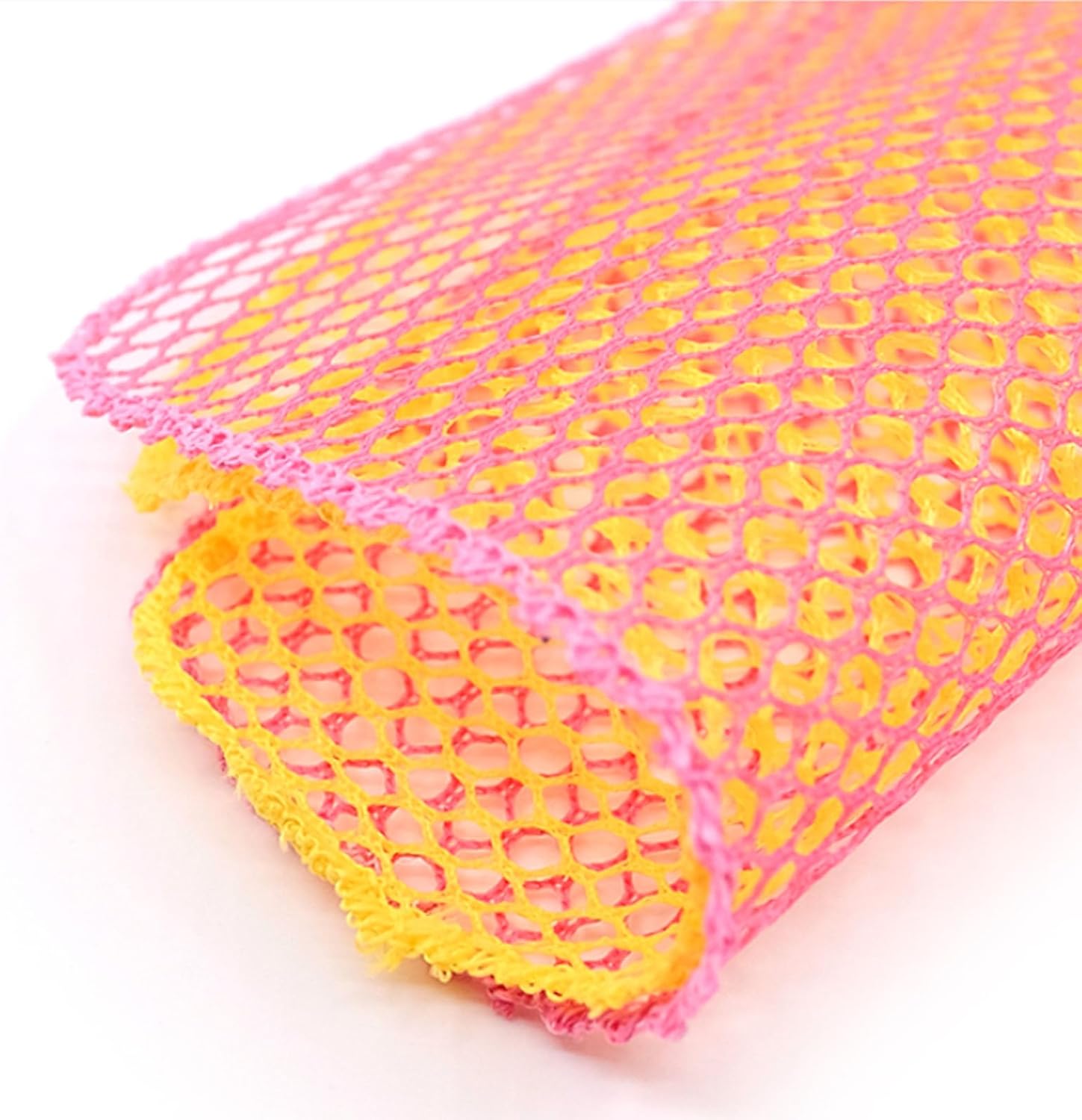 Depurador de malla de 5 piezas, perfecto para lavar platos, secado rápido, no más esponjas con olor de 11.5 x 11.5 pulgadas (rosa 2+amarillo 3)