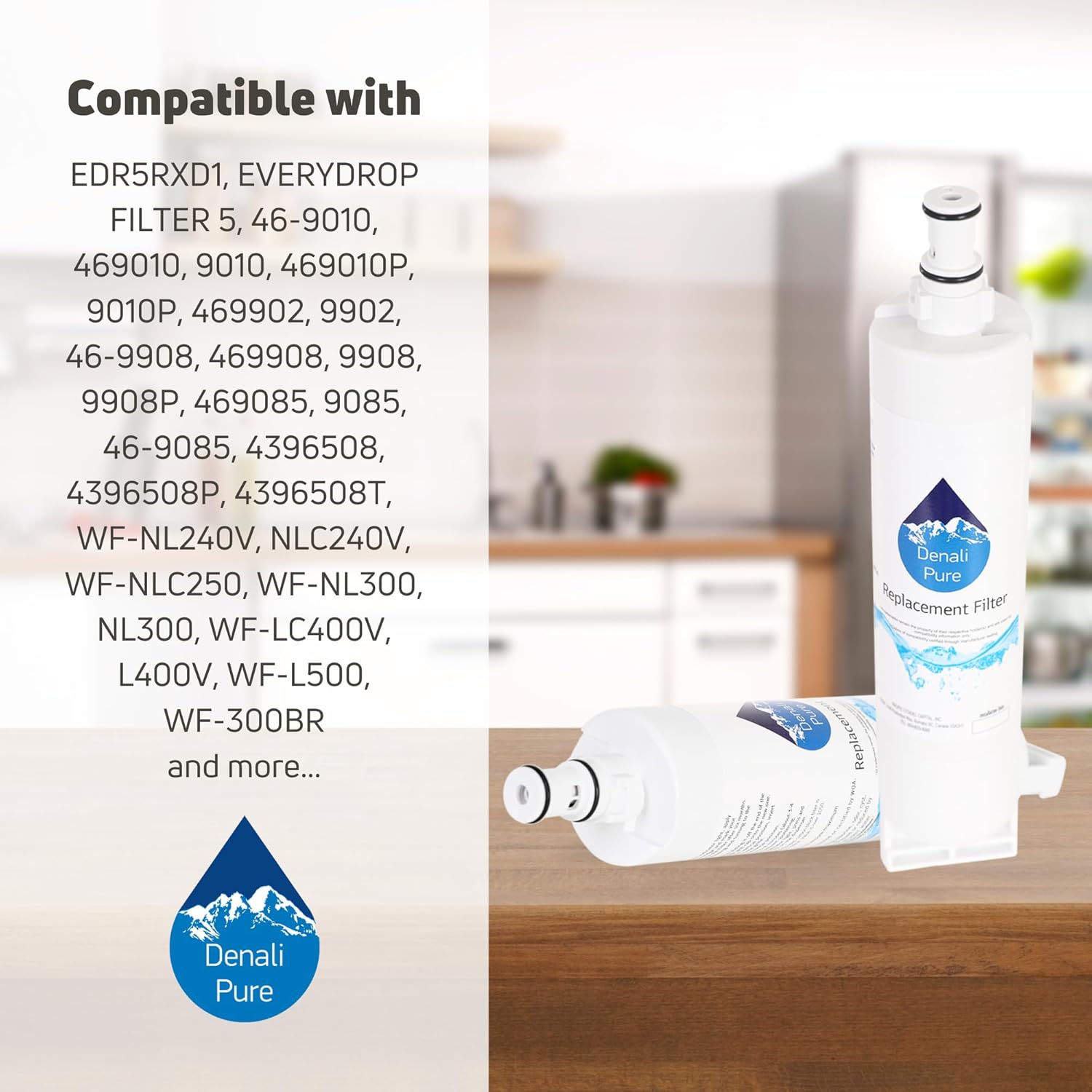 Pack de 2 filtros de agua para nevera Whirlpool GS2SHAXML00 – Compatible con Whirlpool 4396508, 4396510