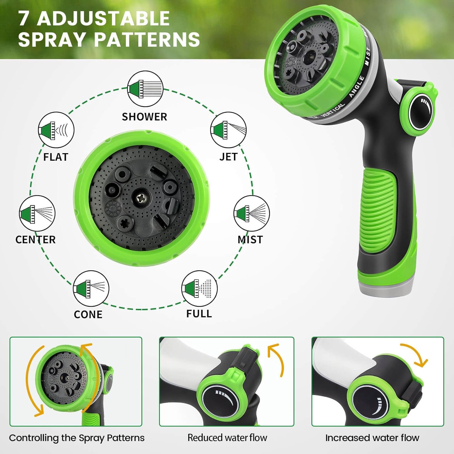 Manguera de jardín expandible de 2.5 pies, manguera de agua de 25 pies con 7 funciones de boquilla de pulverización, tubo de agua con accesorios de