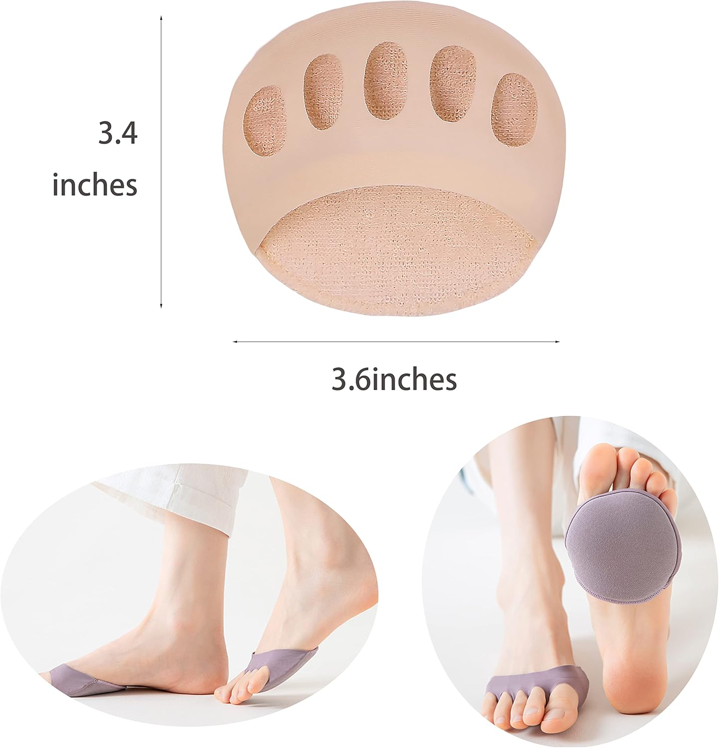 Metatarsa – Almohadillas para pies (3 pares) reutilizables, suaves, almohadillas para el antepié para mujeres, prevención del dolor, alivio del