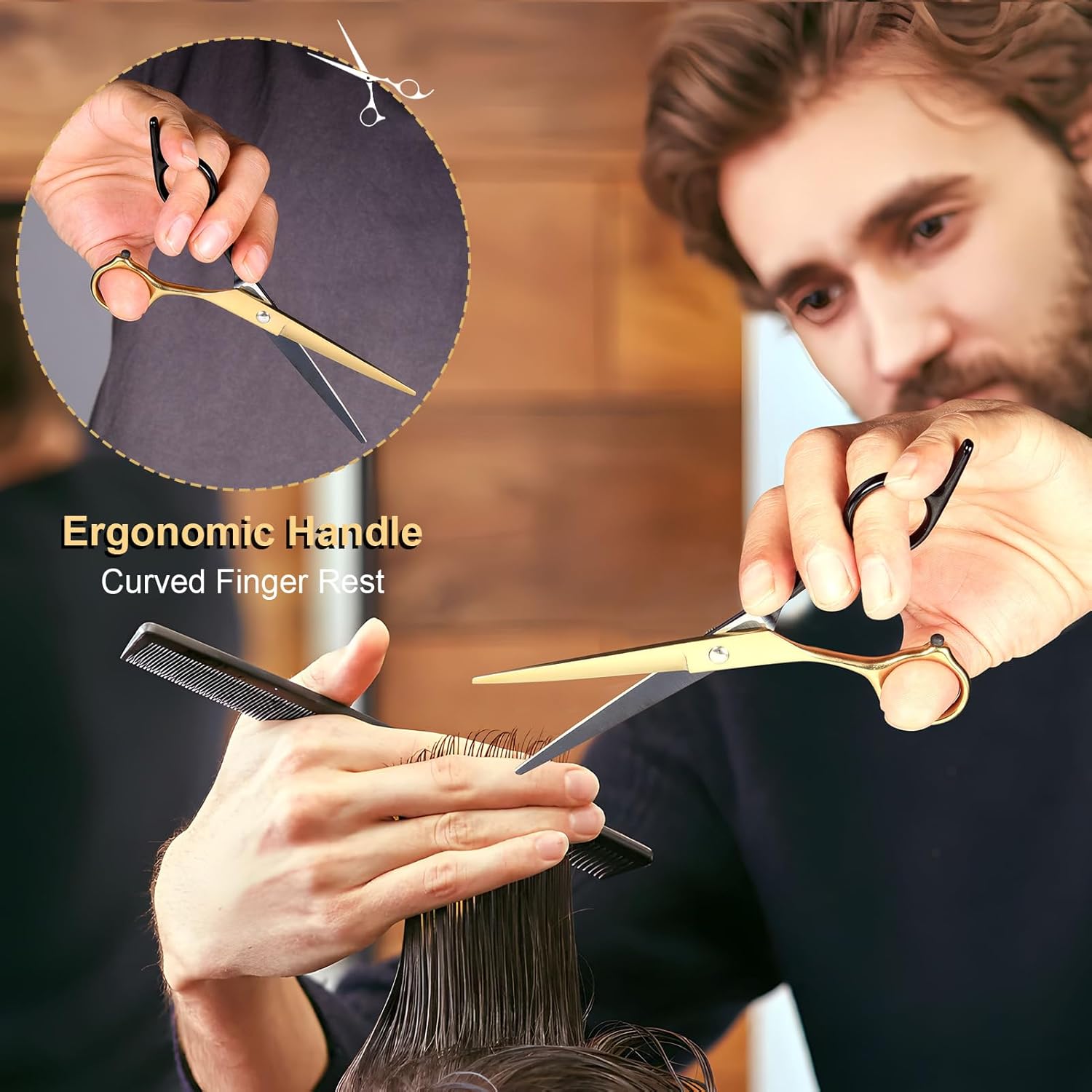 Juego de 9 tijeras afiladas para cortar el cabello, acero inoxidable de 6.7 pulgadas, juego profesional de tijeras de peluquería multifuncionales