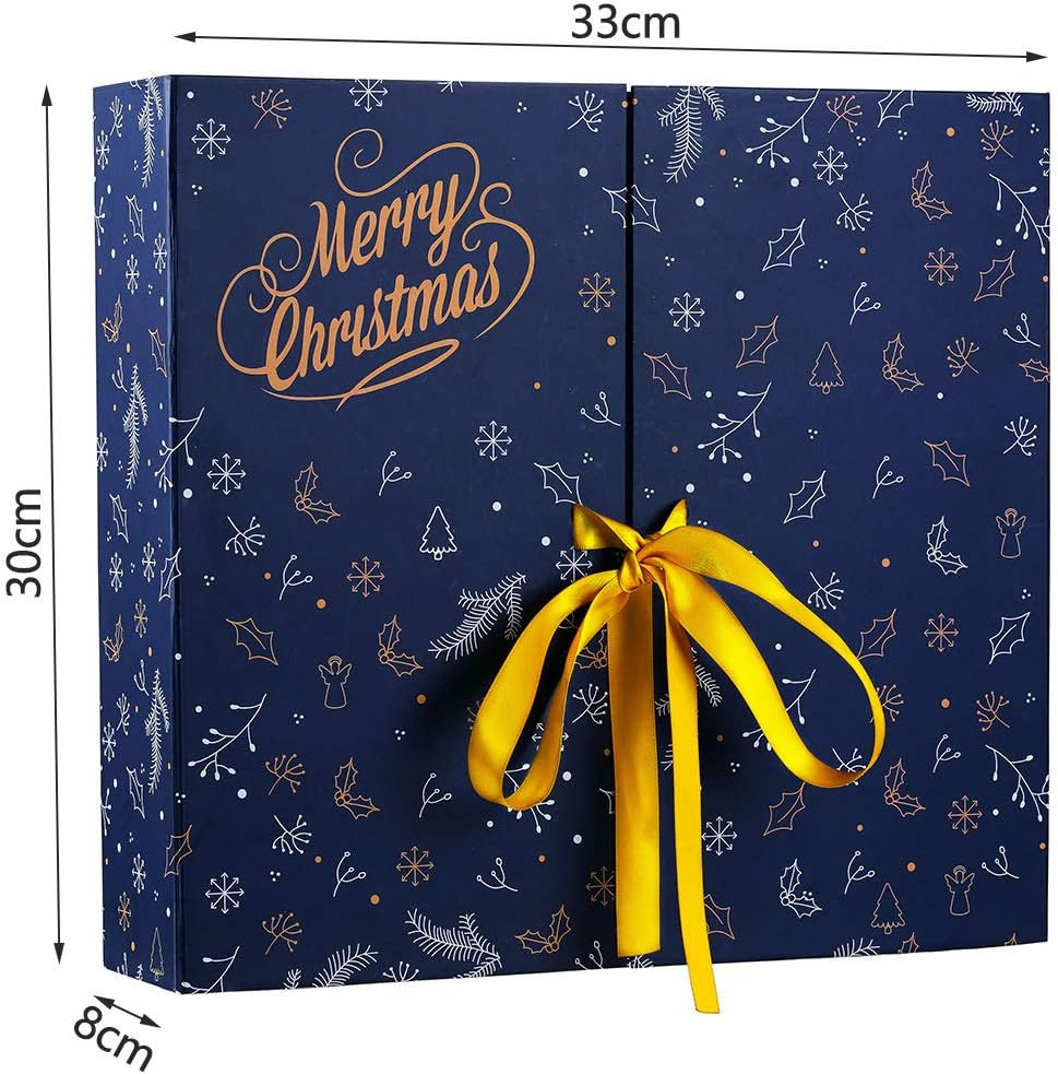 GWHOLE Calendario de Adviento de Navidad 2023, calendario de cuenta regresiva de Navidad recargable con 24 cajas de regalo, color azul