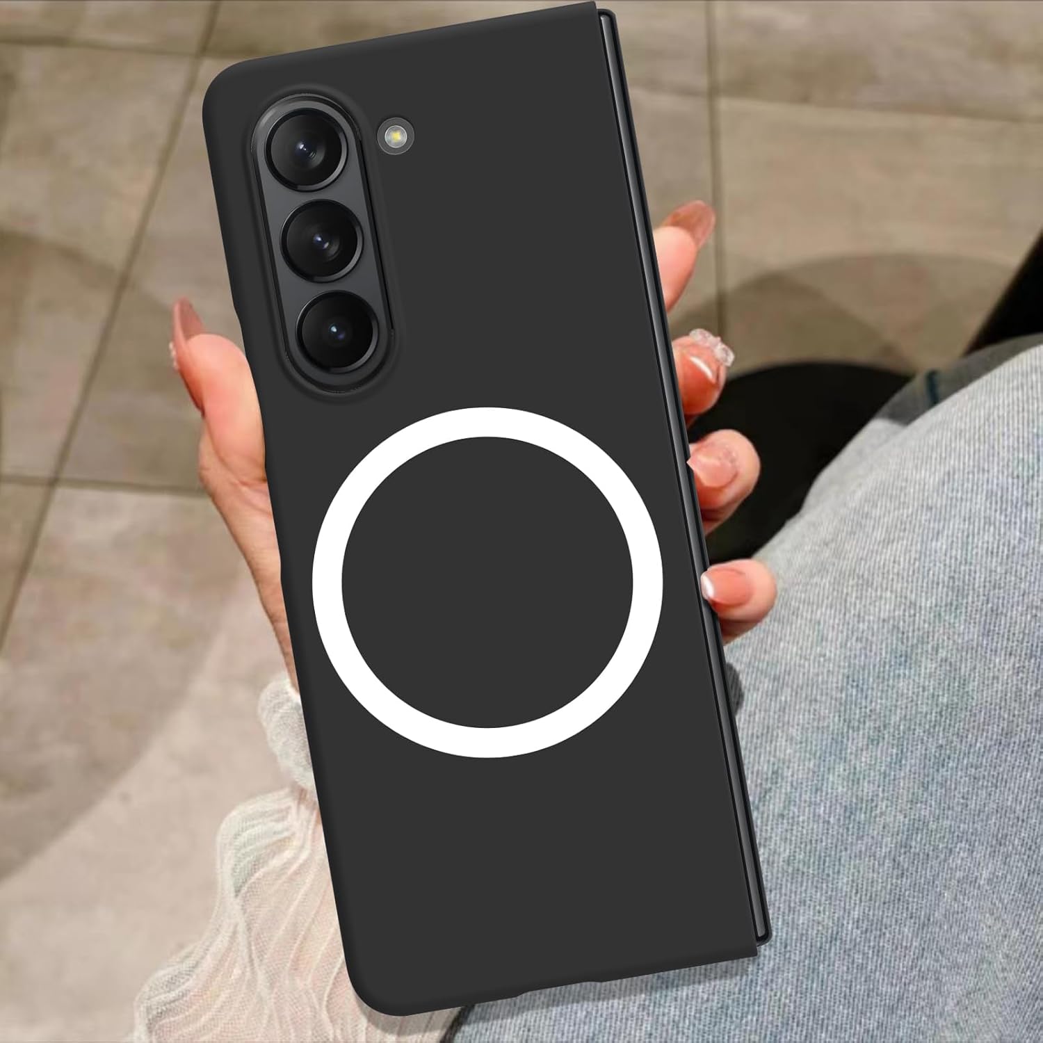 KANGHAR Funda para Samsung Galaxy Z Fold 5, Galaxy Z Fold 5 Funda de silicona para mujeres y hombres, compatible con la funda protectora magnética