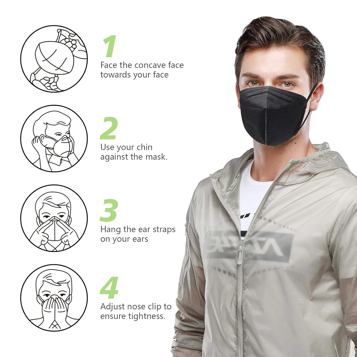 SOOQOO 50 mascarillas KN95 para Audlts (negro)