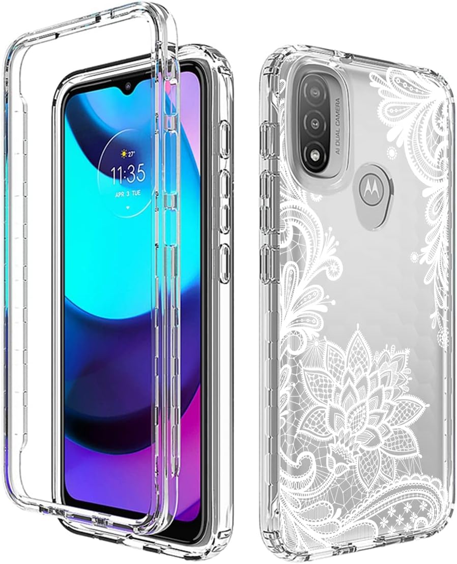 Tothedu XT2155 – Funda para Moto E20, Moto E30, Moto E40, XT2155 con protector de pantalla de vidrio templado, bonito patrón de mandala