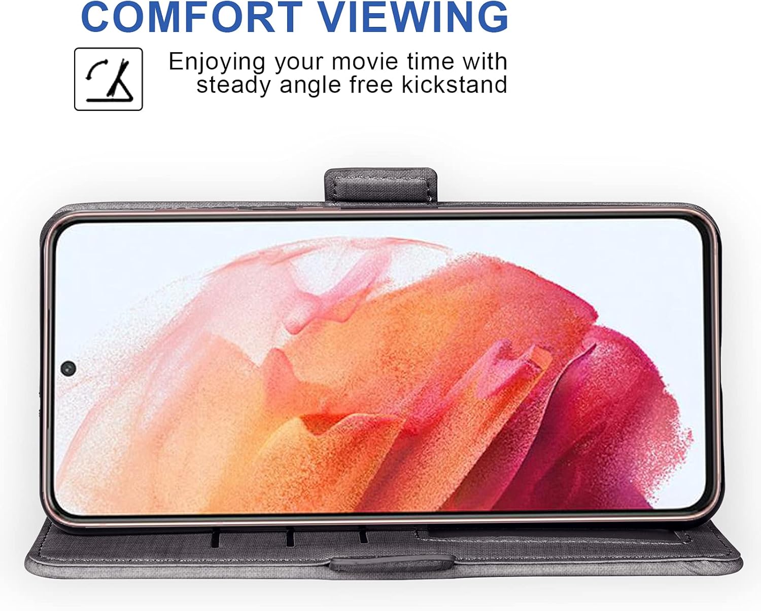Asuwish Funda tipo cartera compatible con Samsung Galaxy S21 Plus Glaxay S21+ 5G, protector de pantalla de vidrio templado y portatarjetas para