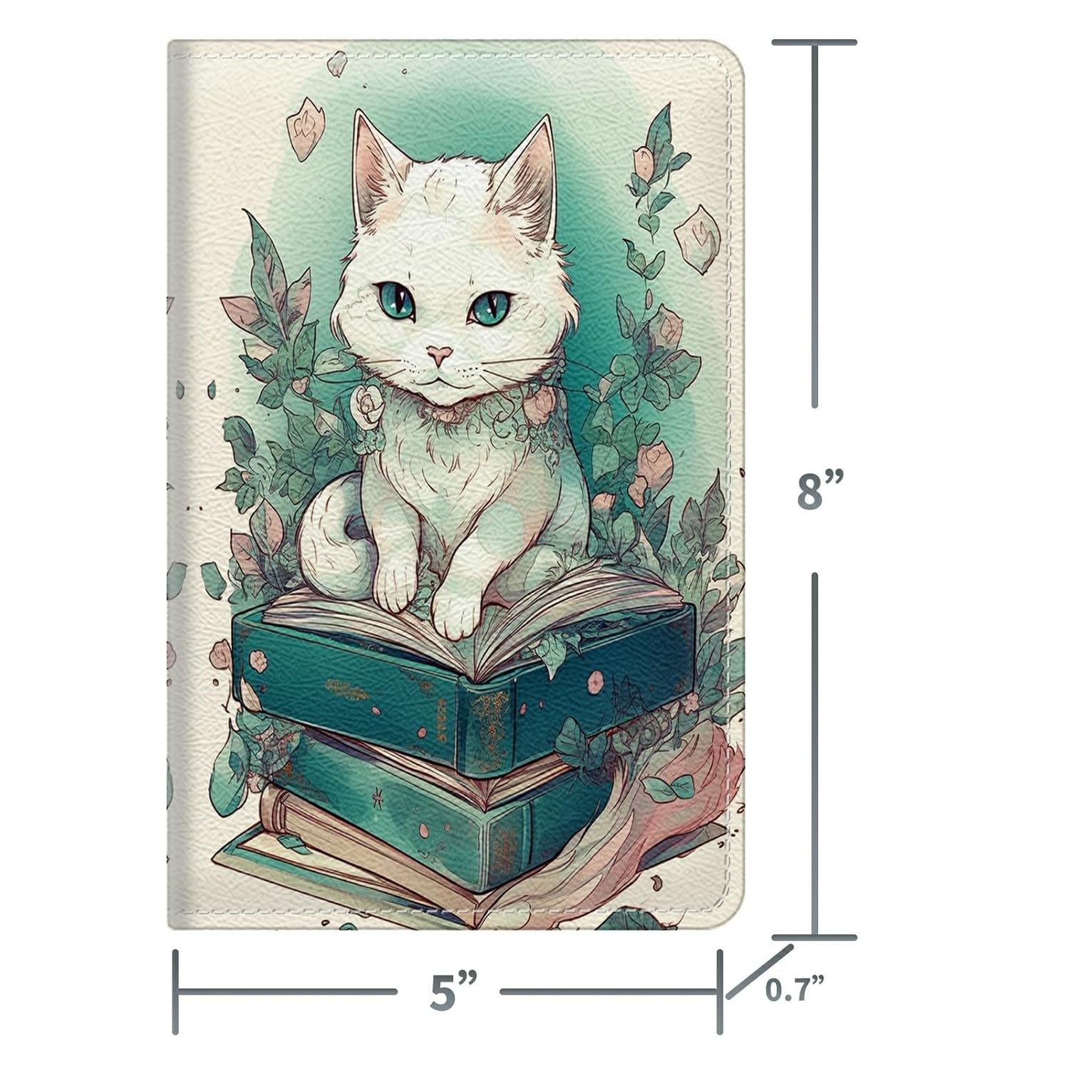 Librería de gato flores lindos libros de servidor para camarera, cartera de cuero para camarero con bolsillo para dinero, 5 x 8 camareras soporte