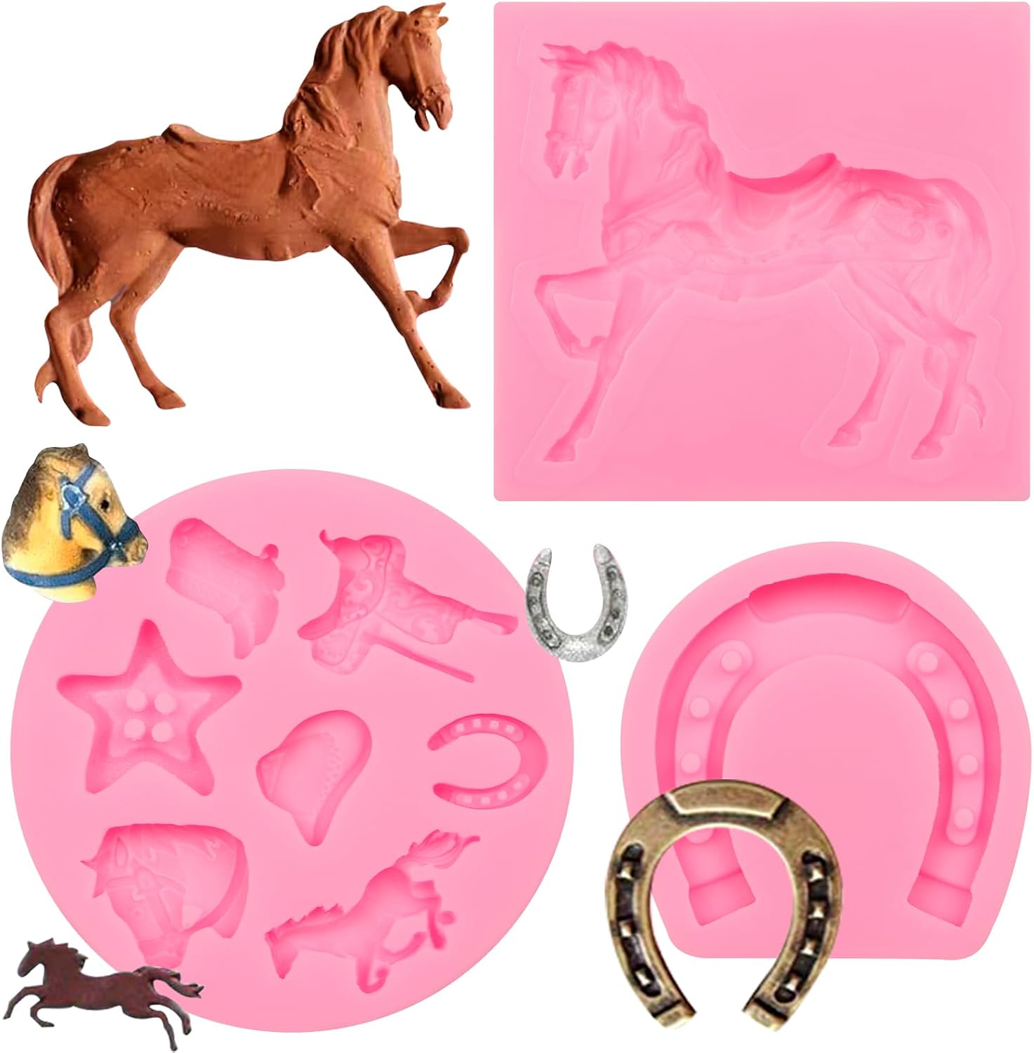 Molde de chocolate para caballo, molde de silicona de herradura, molde de silicona para botas de vaquero occidental, molde para hornear para