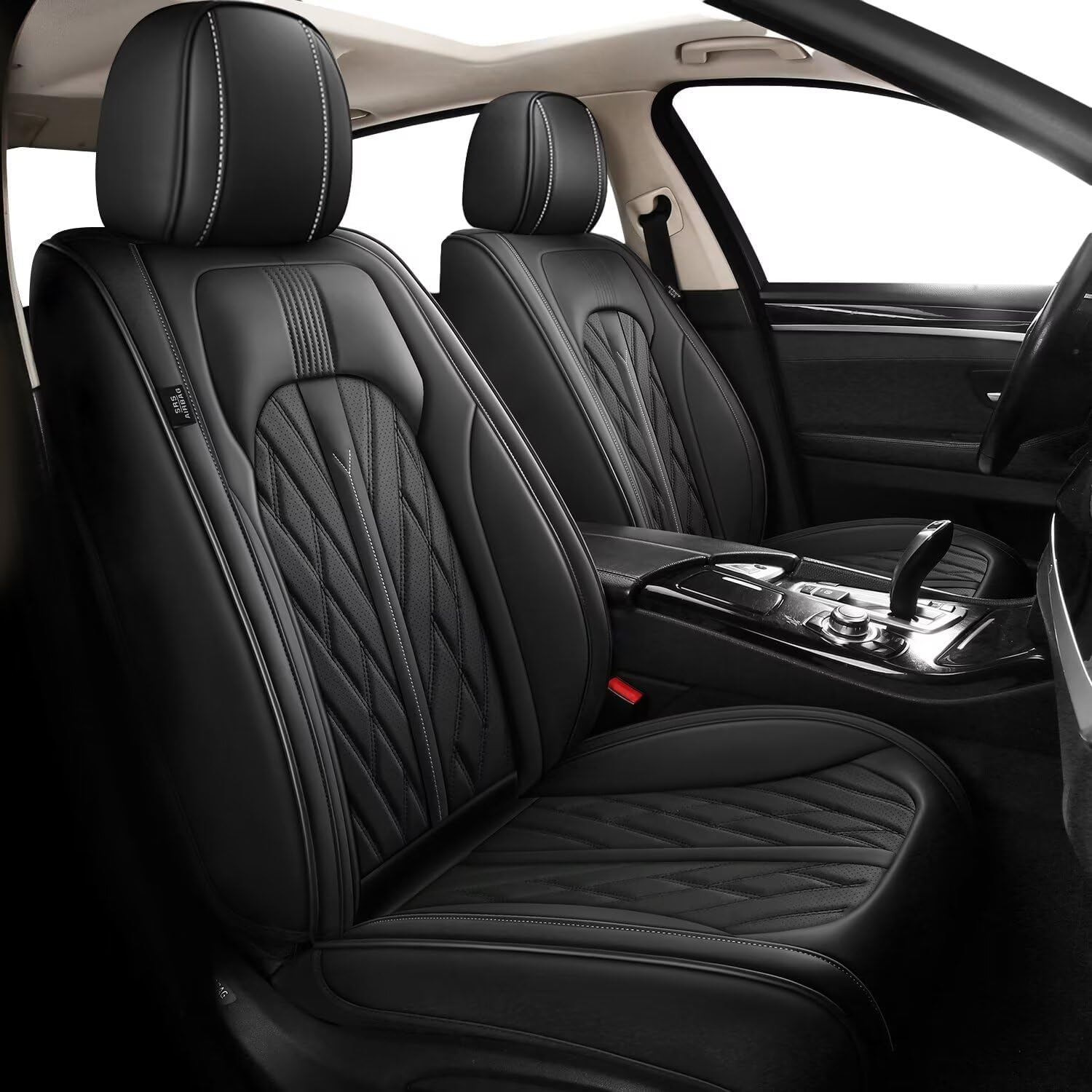 TTX LIGHTING Juego completo de fundas de asiento para automóvil compatibles con Nissan Frontier 2007-2024, fundas de asiento de cuero transpirables