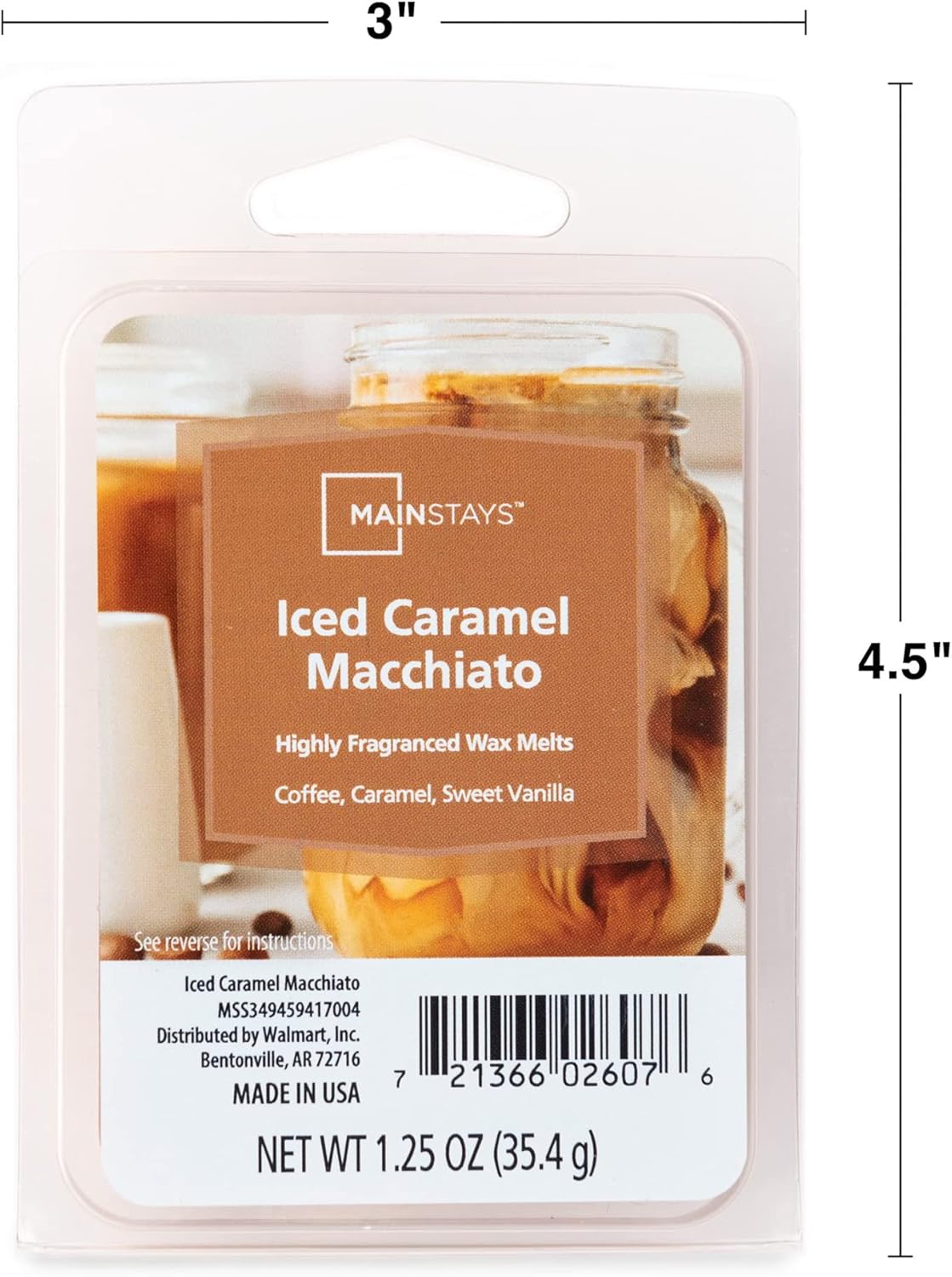 Mainstays – Cubos de cera perfumada de 1.25 onzas, paquete de 4 unidades (Iced Cramel Macchiato)