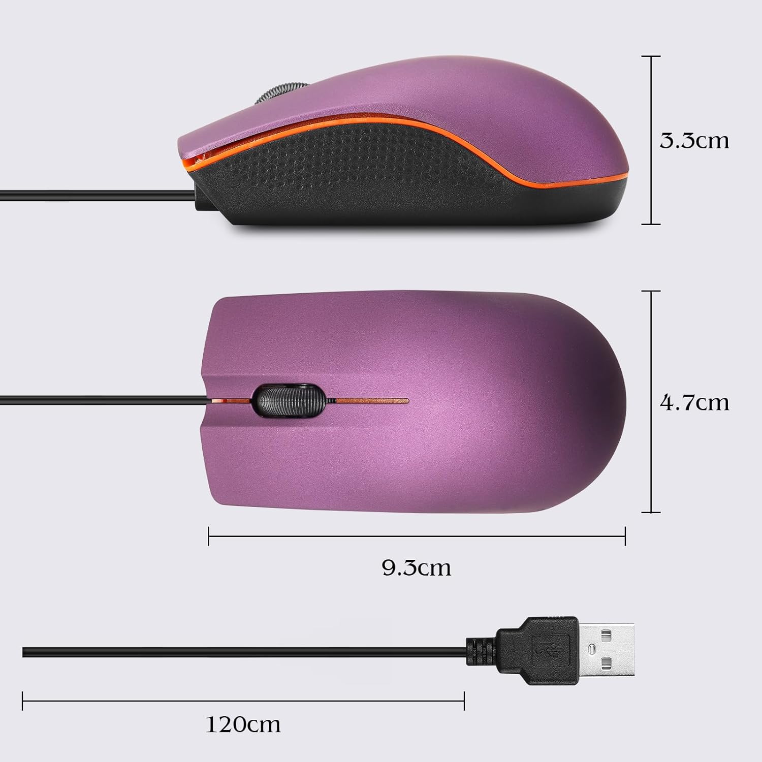 Guiheng Ratón con cable, mouse USB con cable para mano derecha o izquierda, mouse ergonómico de computadora con clics duraderos para PC,