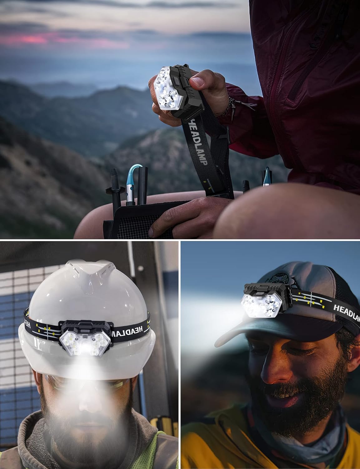 Lsnisni Paquete de 2 faros delanteros LED, 2000 lúmenes superbrillantes con 6 modos, luz de cabeza impermeable IPX5, linterna ligera para niños y