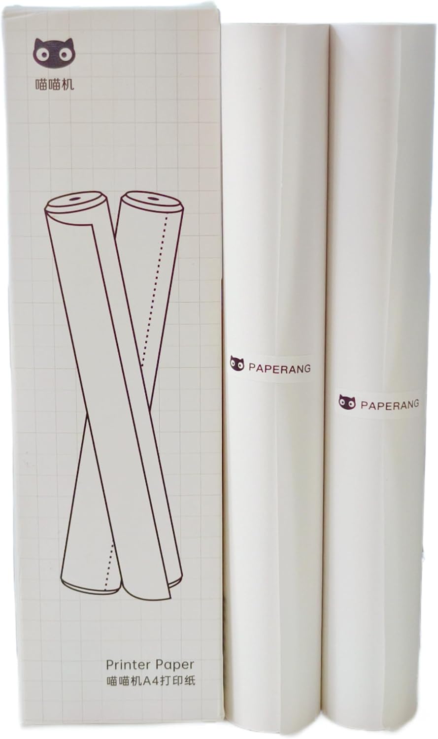 PAPERANG – 2 rollos  caja no adhesiva A4 de Estados Unidos, tamaño carta, papel térmico para PeriPage A40, M08F, MT810 u otra impresora portátil A4,