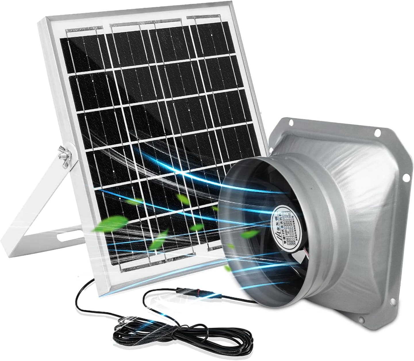 Ventilador solar para toda la casa, panel solar de 6W, ventilador de escape de brida de tubo de 4 pulgadas, utilizado para exteriores, ventilación