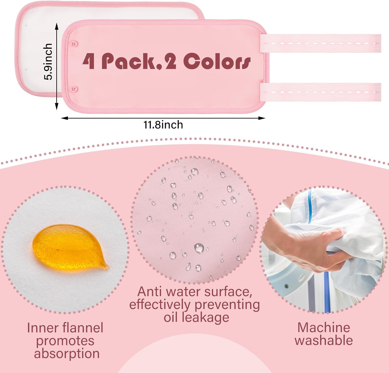 Paquete de 4 piezas de aceite de ricino orgánico para rodilla, aceite de ricino orgánico, almohadilla de compresión reutilizable, kit de aceite de