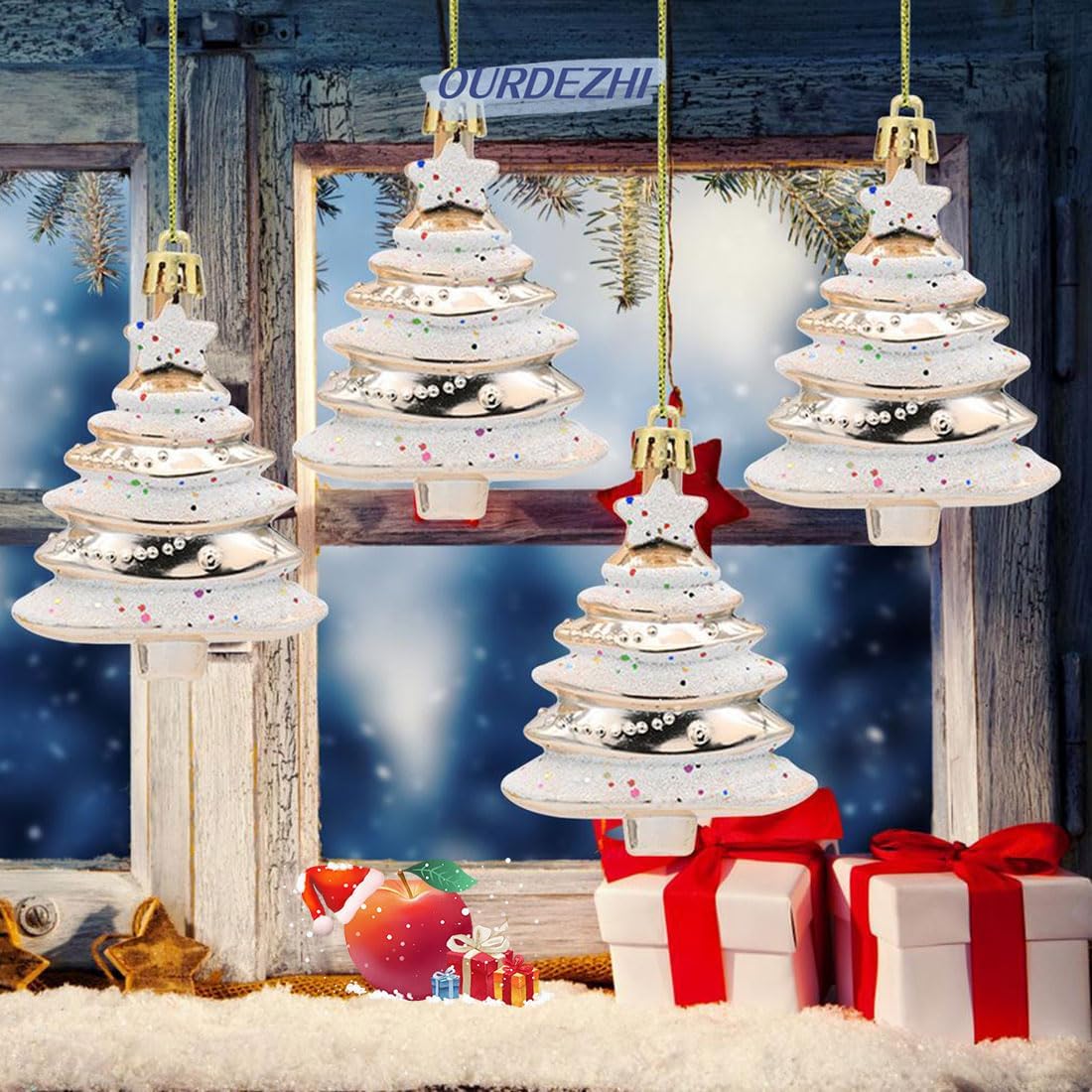 Adorno para árbol de Navidad de cristal de mar, adorno para árbol de Navidad del océano 2024, manualidades de decoración de cristal de mar, árbol de