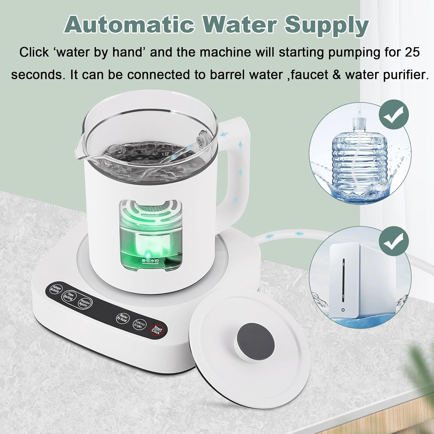 Generador de agua de hidrógeno mejorado Máquina para hacer hidrógeno Tecnología SPE y PEM Jarra de agua de hidrógeno de 1600PPB Suministro
