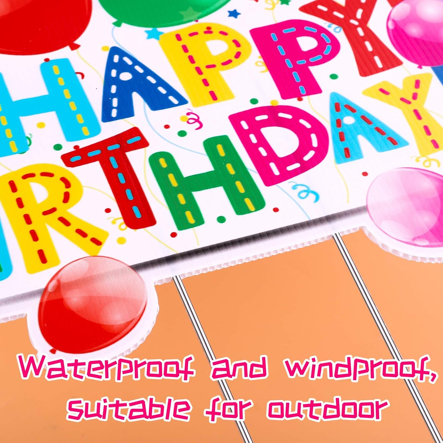 URATOT Paquete de 2 letreros de cumpleaños para patio, decoración de césped al aire libre, para tartas de cumpleaños, globos de cumpleaños, letreros
