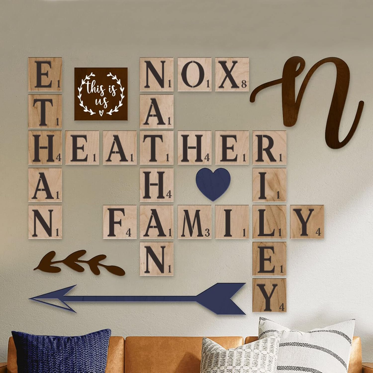 Plantillas de letras de 6 pulgadas, 42 plantillas de Scrabble para pintar en pared de madera, decoración del hogar, proyectos de manualidades, tela