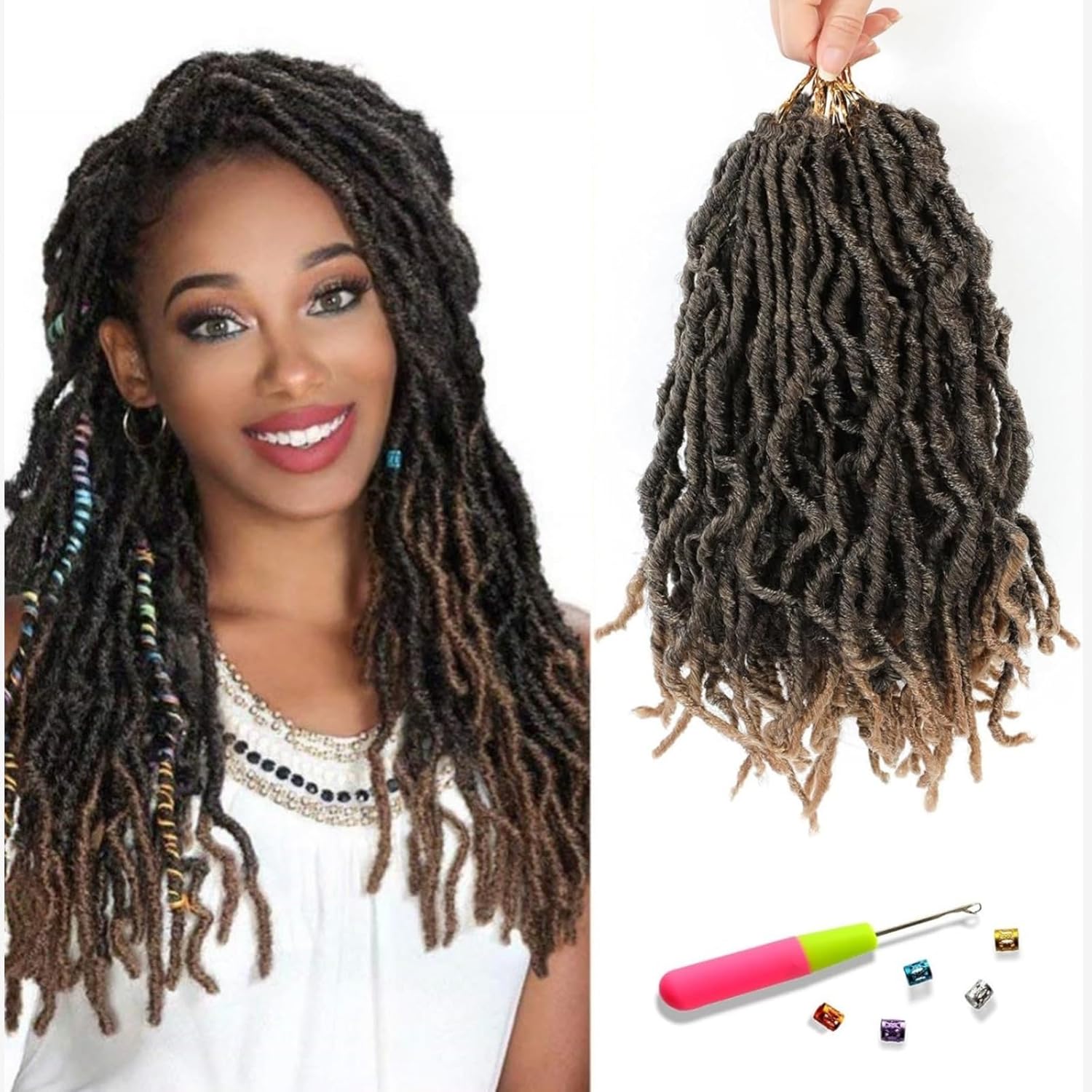 Nu Locs – 8 paquetes de cabello sintético de ganchillo de 12 pulgadas, rastas suaves preenrolladas, trenzas sintéticas de ganchillo para mujeres
