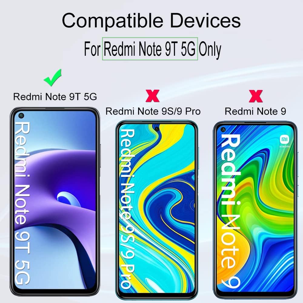 Ibywind Protector de pantalla para Redmi Note 9T 5G (6.53 pulgadas), con 2 piezas de vidrio templado, 1 protector de lente de cámara, 1 película de