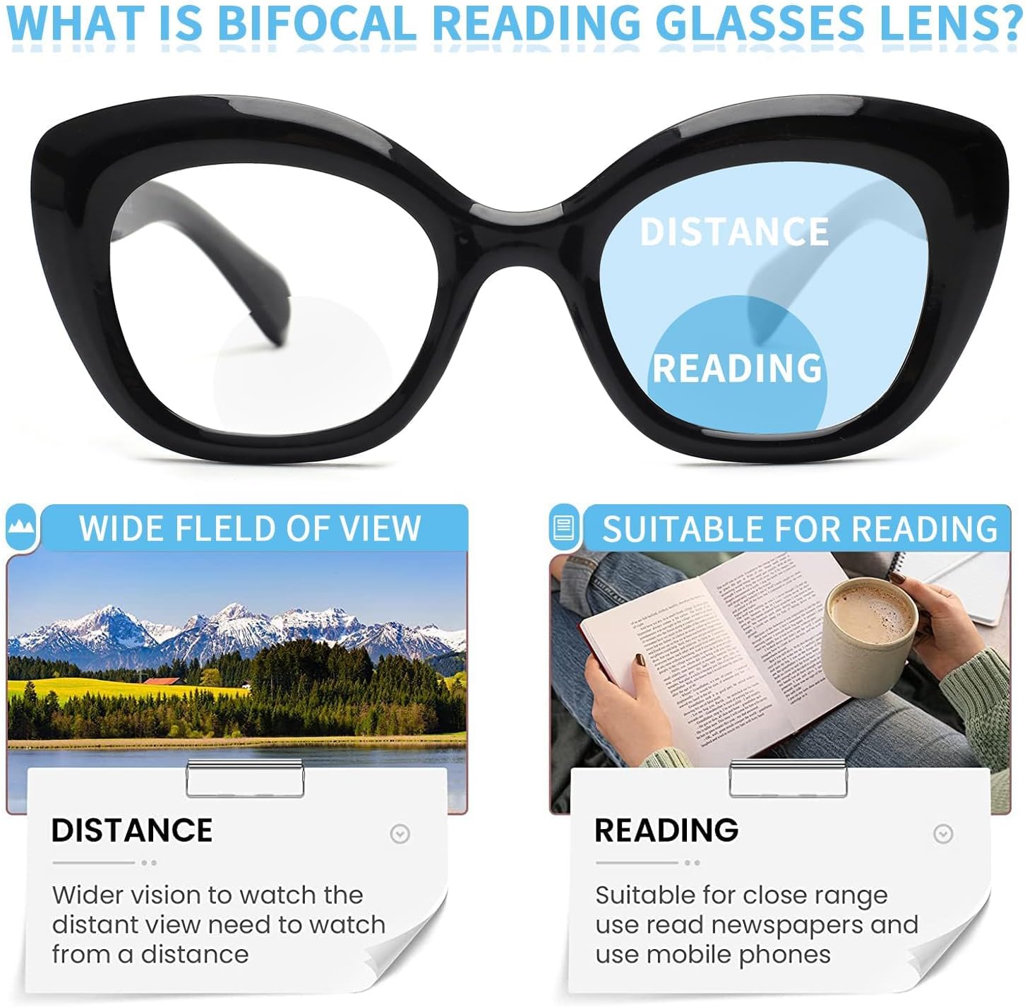 JM Paquete de 3 lentes de lectura Cateye con bloqueo de luz azul, lector de computadora para mujeres y hombres