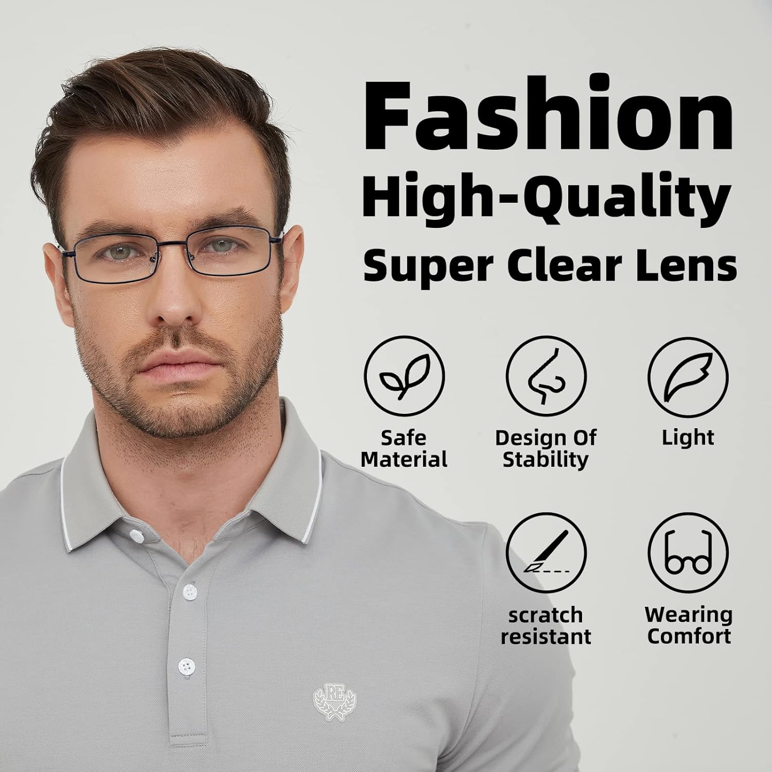 Paquete de 6 lentes de lectura ligeros de metal con bloqueo de luz azul, lentes de lectura con bisagra de resorte, antifatiga ocular