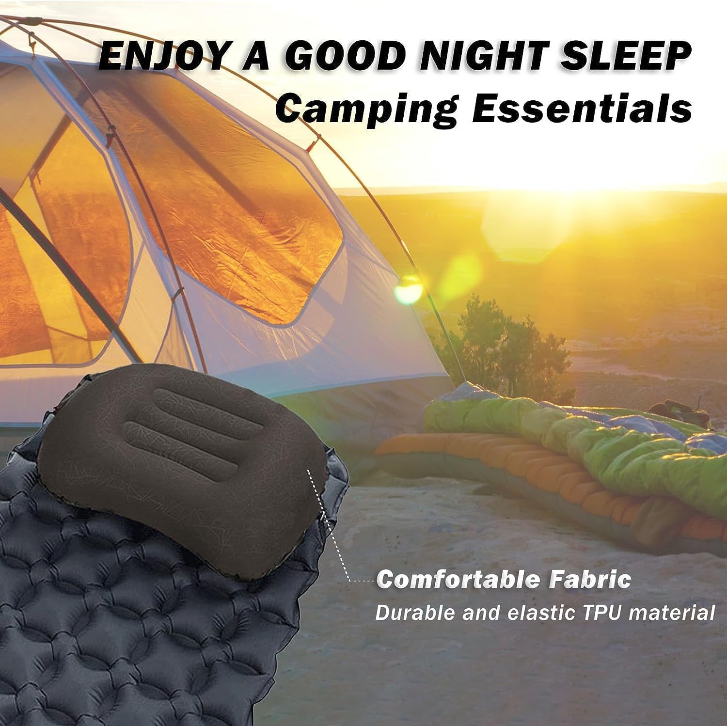 GUGUZ Almohada inflable ultraligera de viaje para campamento, cómoda, sin ruido, almohadas portátiles para senderismo y mochilero para dormir,