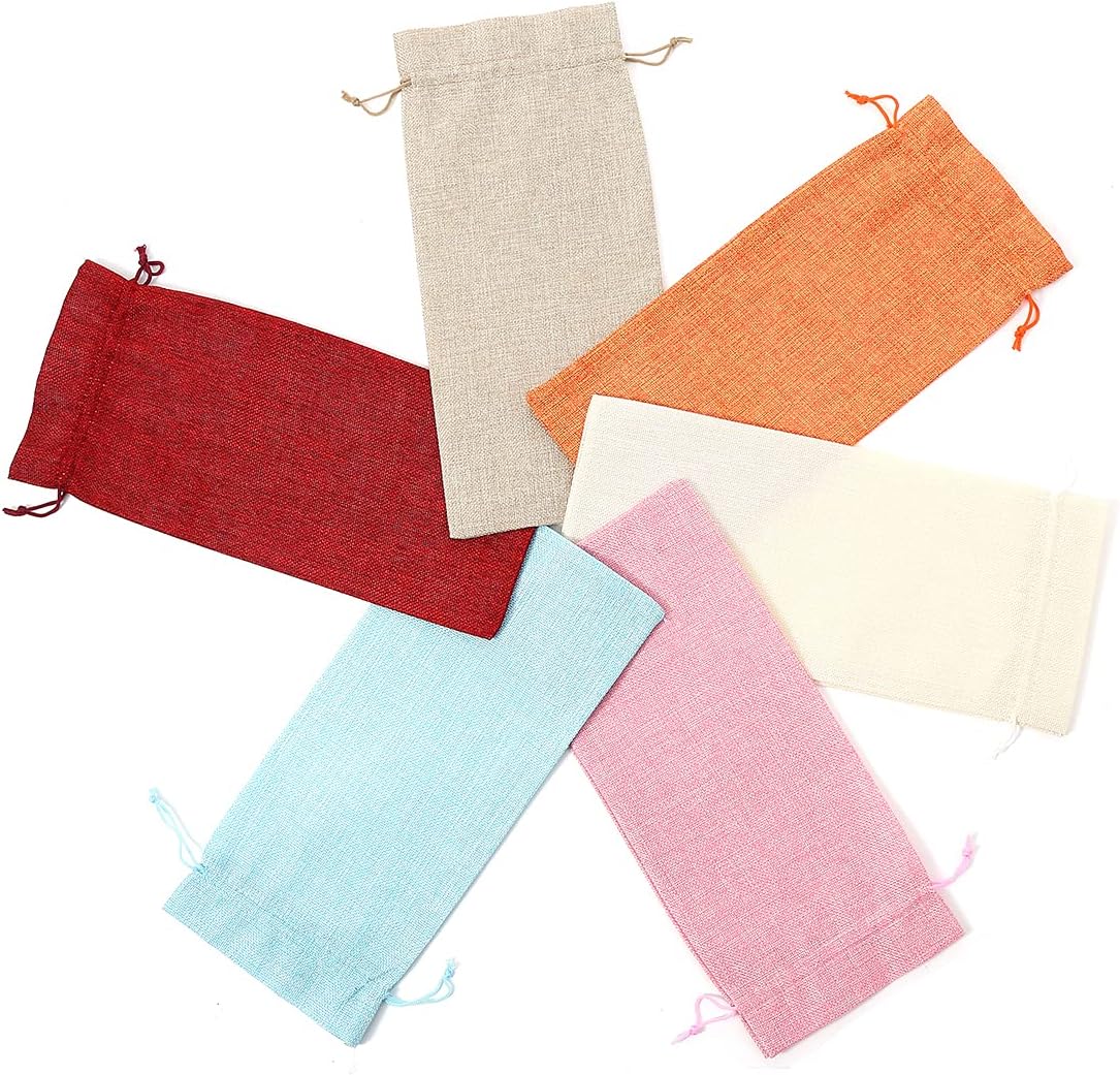10 bolsas de arpillera para vino con cordón naranja, bolsas de yute para botellas de vino, para bodas, cumpleaños, Navidad, almacenamiento en el