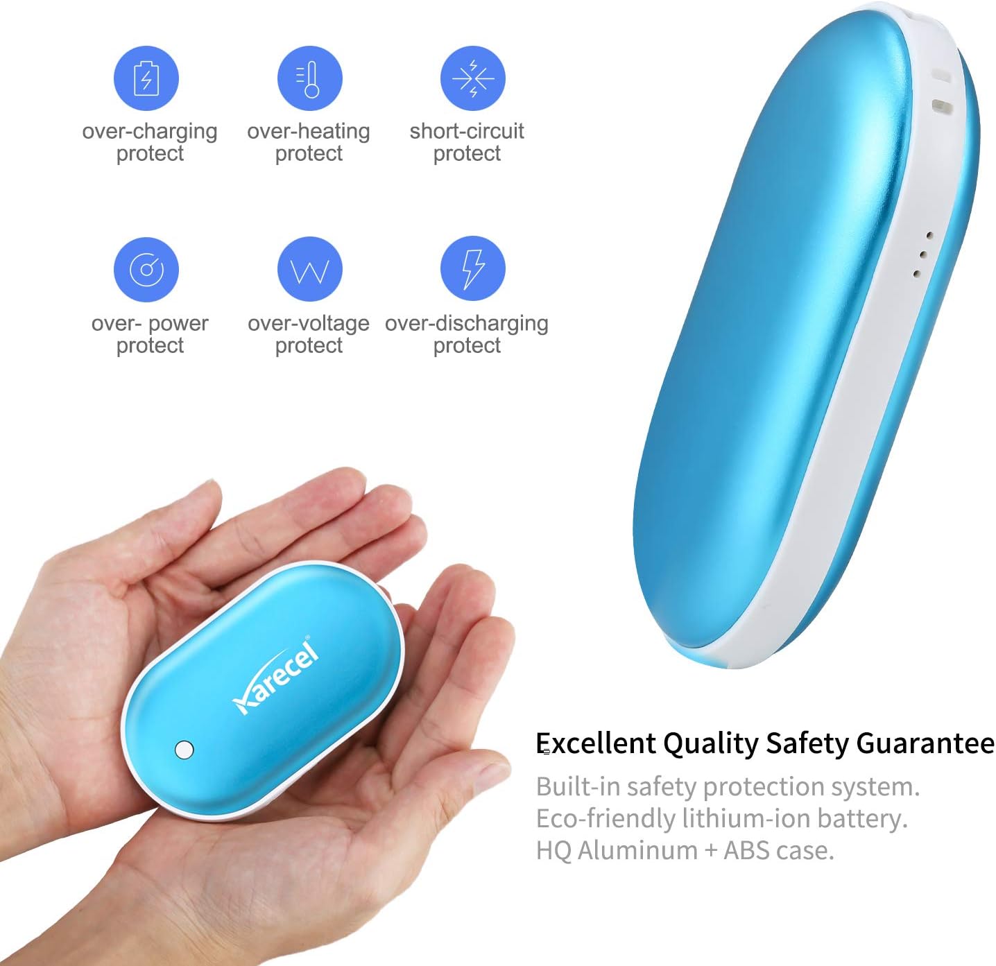 Calentadores de manos recargables, calentador de manos eléctrico reutilizable, 5200 mAh, calentador portátil USB, calentador de bolsillo caliente,