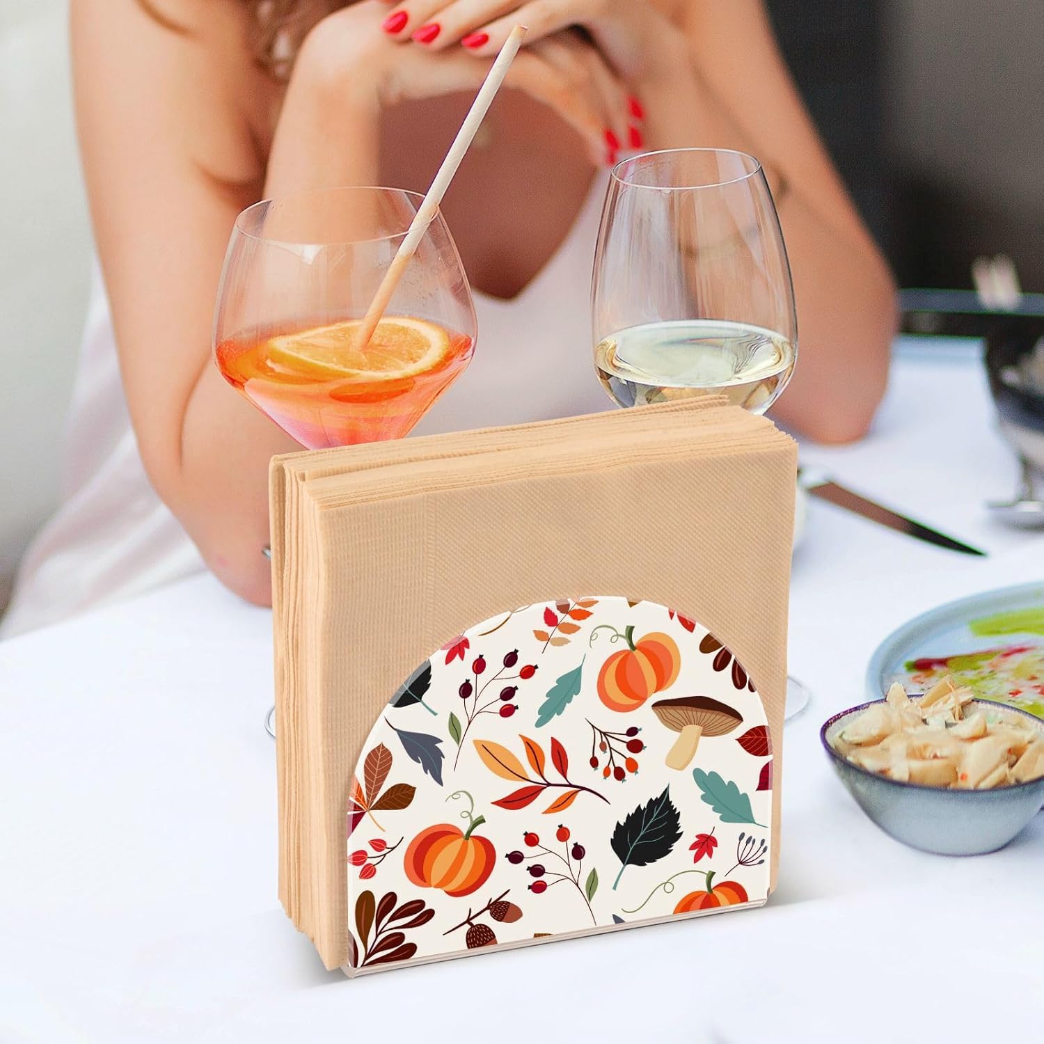 Servilletero de otoño de calabaza para mesa, dispensadores de servilletas de tejido acrílico, servilleteros de cóctel para fiestas, bodas, eventos,