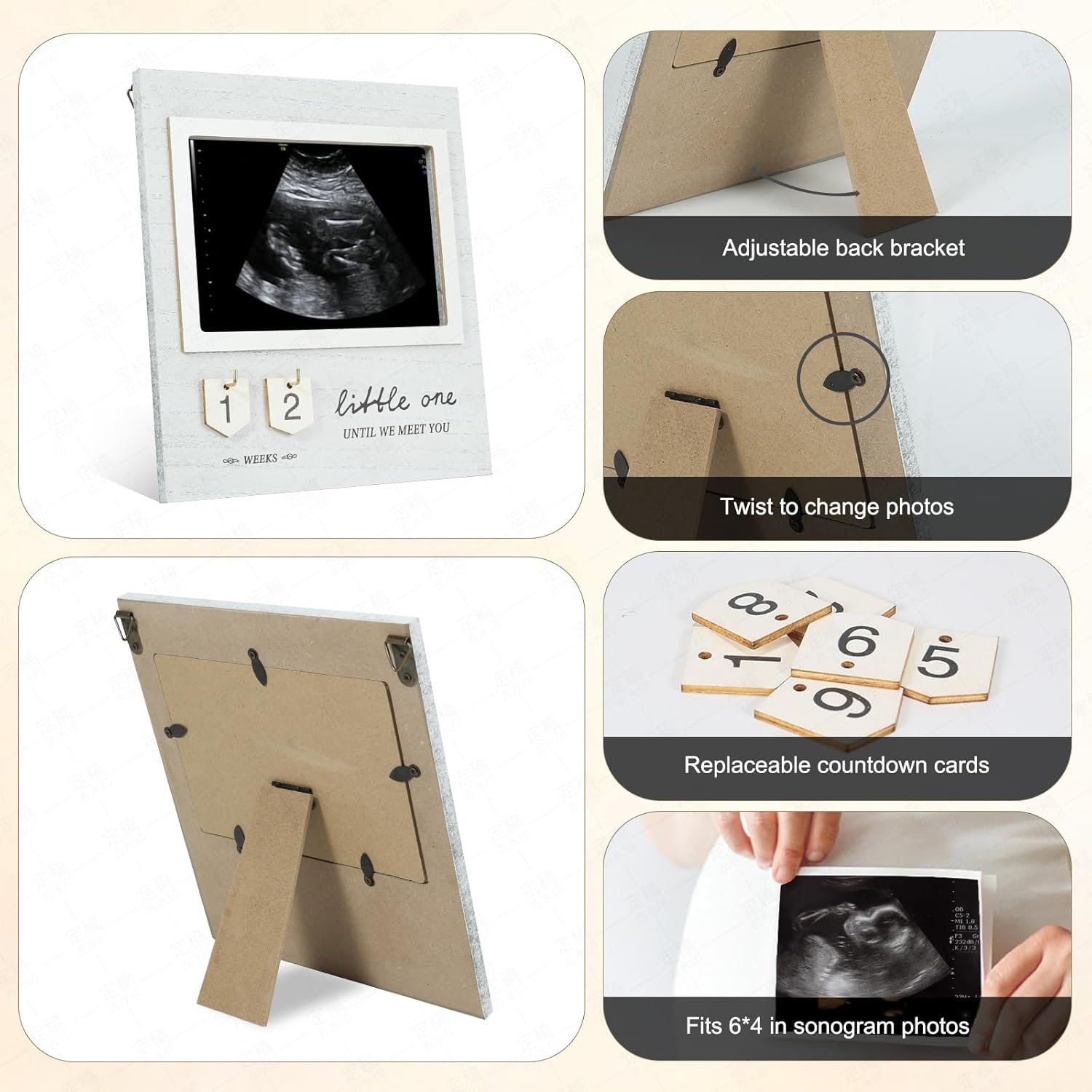 Marco de fotos con ultrasonido de cuenta regresiva para bebés, regalo de embarazo para futuros padres, regalos de anuncio de bebé, marco de fotos de