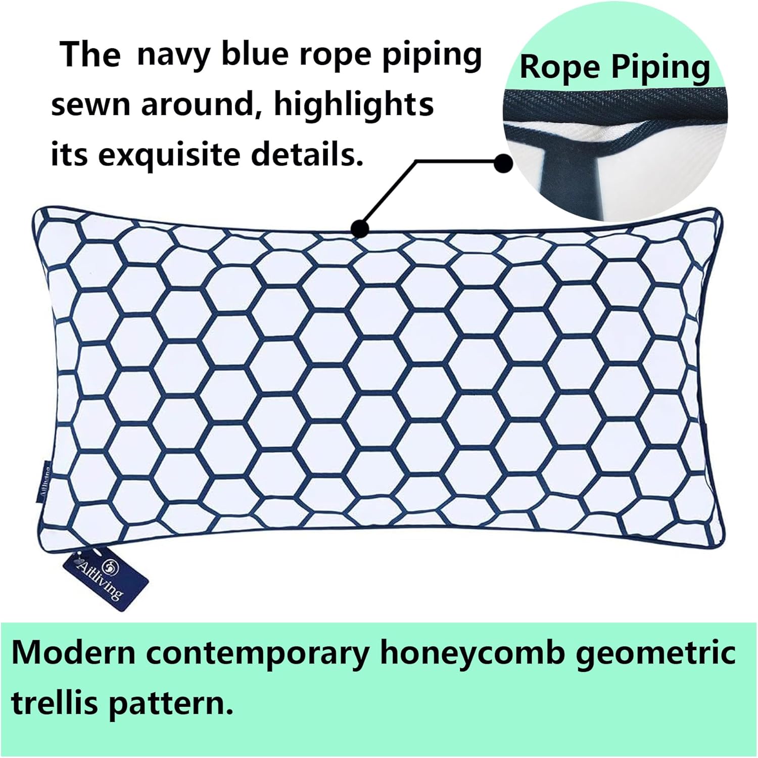 Paquete de 2 fundas de almohada decorativas para sofá, fundas de almohada Accent Carra de 12 x 24 pulgadas, hexagonal, geométrico, panal de abeja,