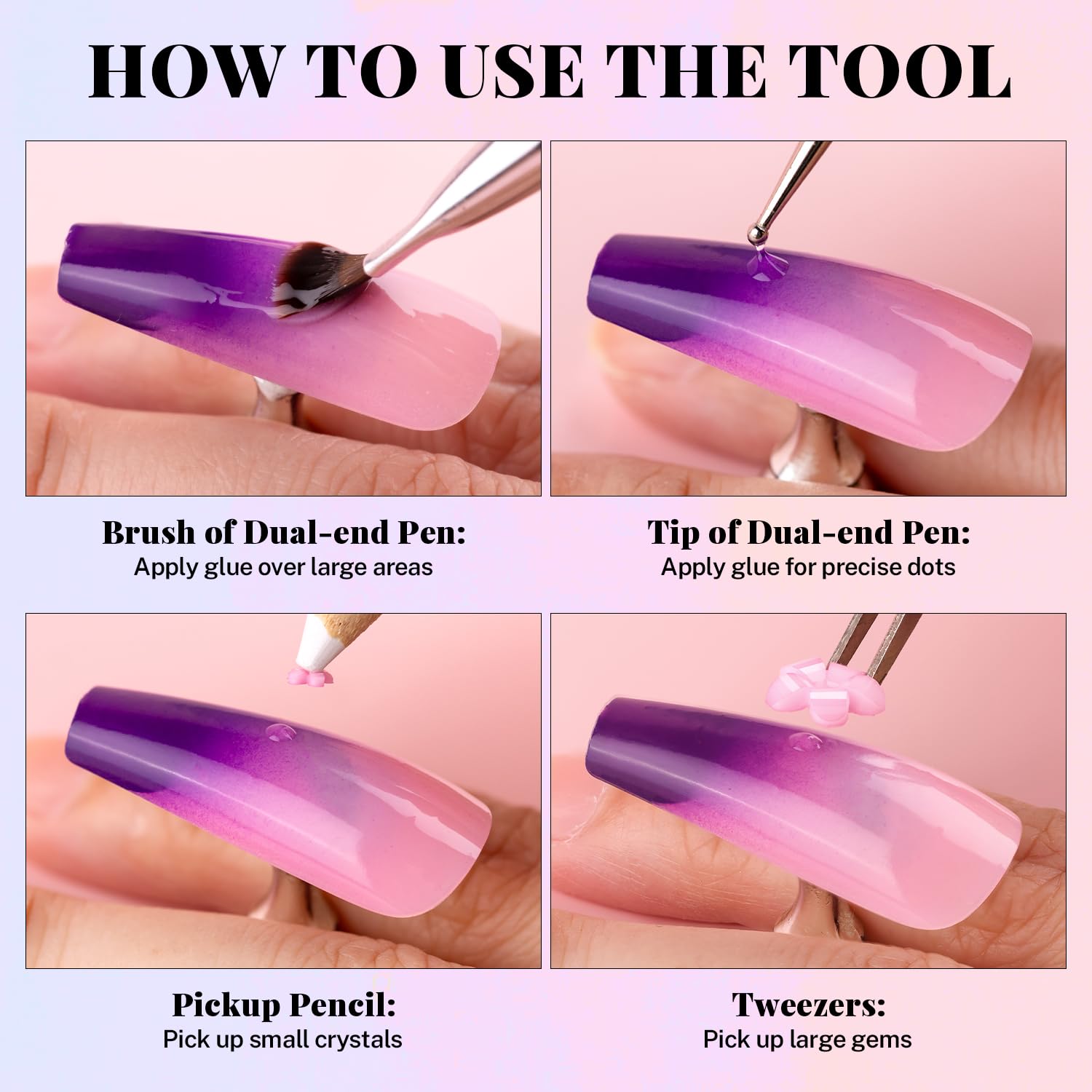 Flores 3D, kit de manicura con gel de pegamento de diamantes de imitación, coloridos dijes de uñas acrílicas con cuentas de caviar, diamantes de