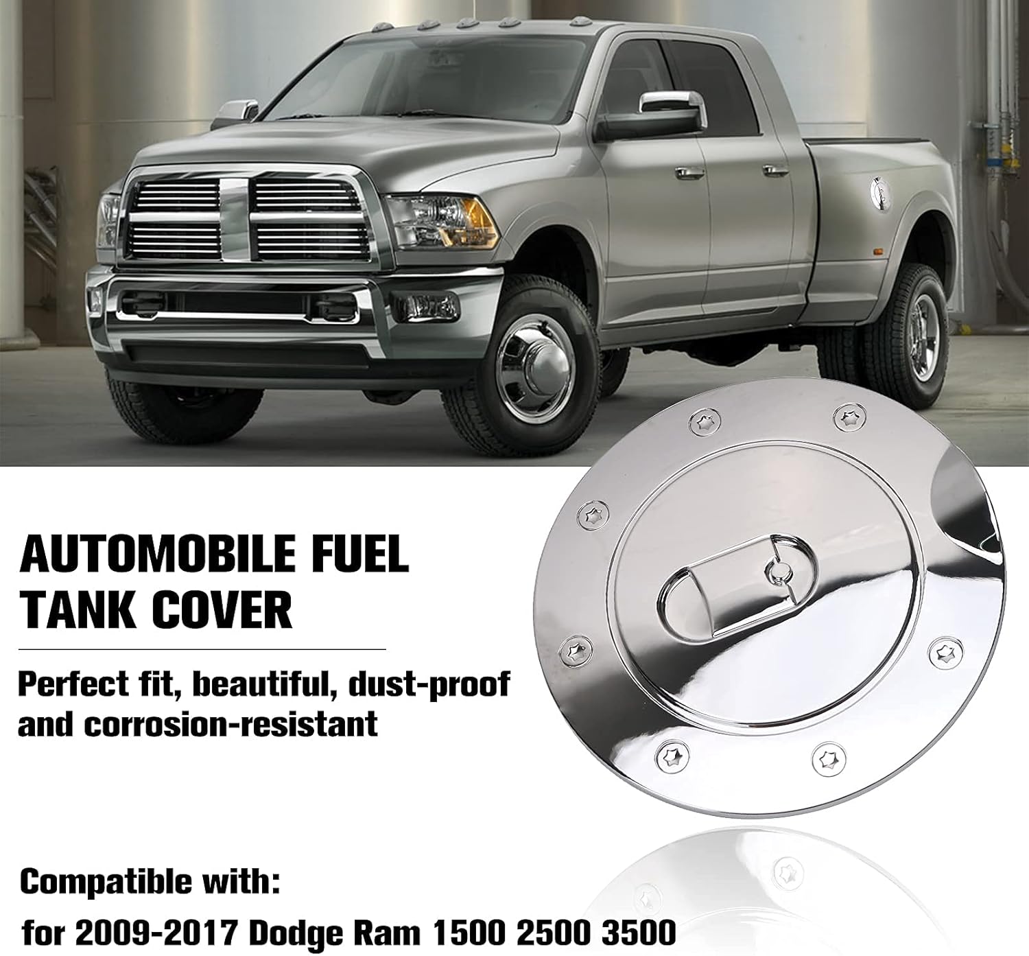 Tapa de depósito de combustible de triple cromo para Dodge Ram 1500 2500 3500 2009-2017