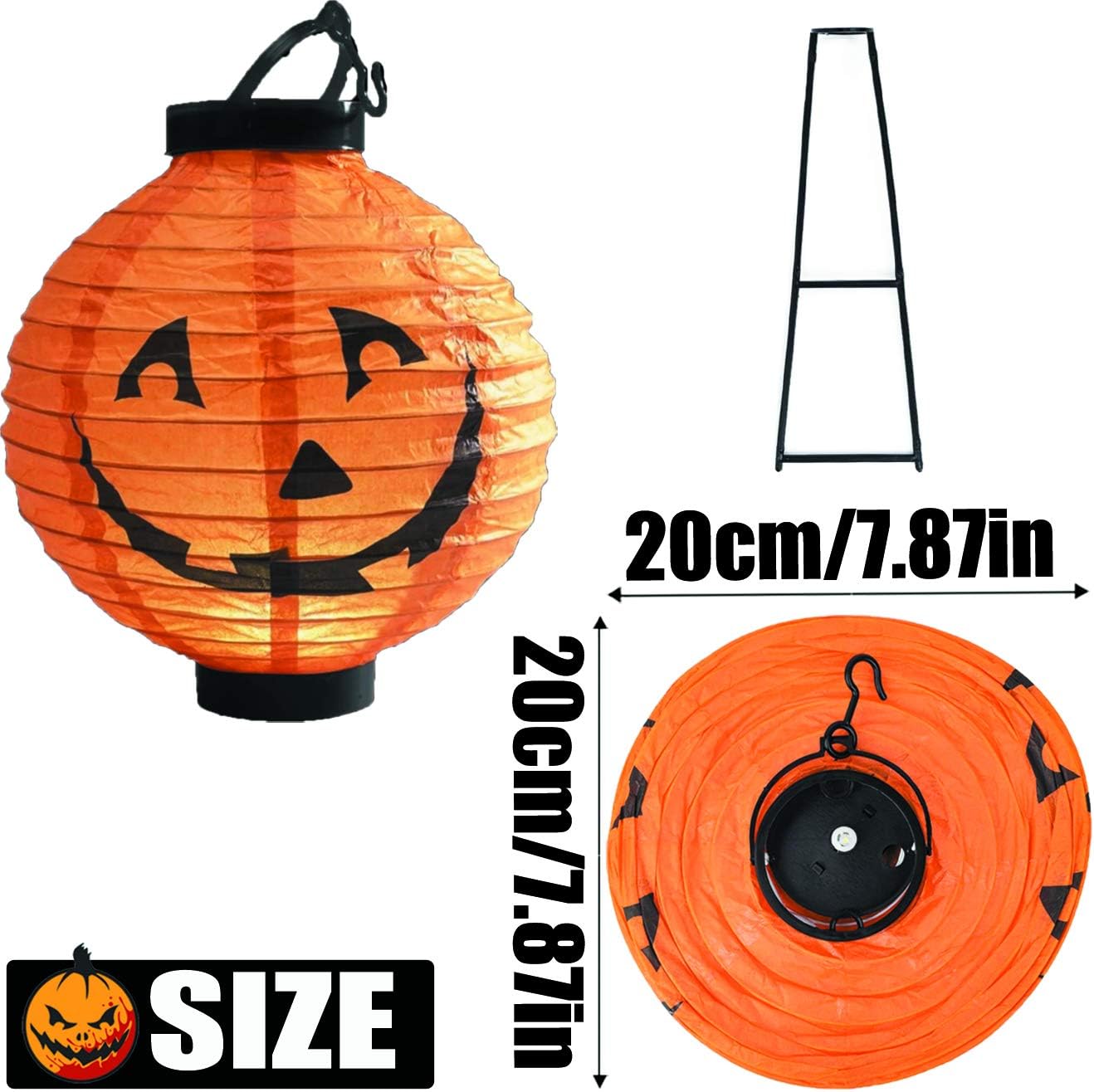 Bimkole Paquete de 4 faroles de papel para decoración de Halloween con calavera de araña, esqueleto, murciélago, calabaza, sonriente, para el hogar,