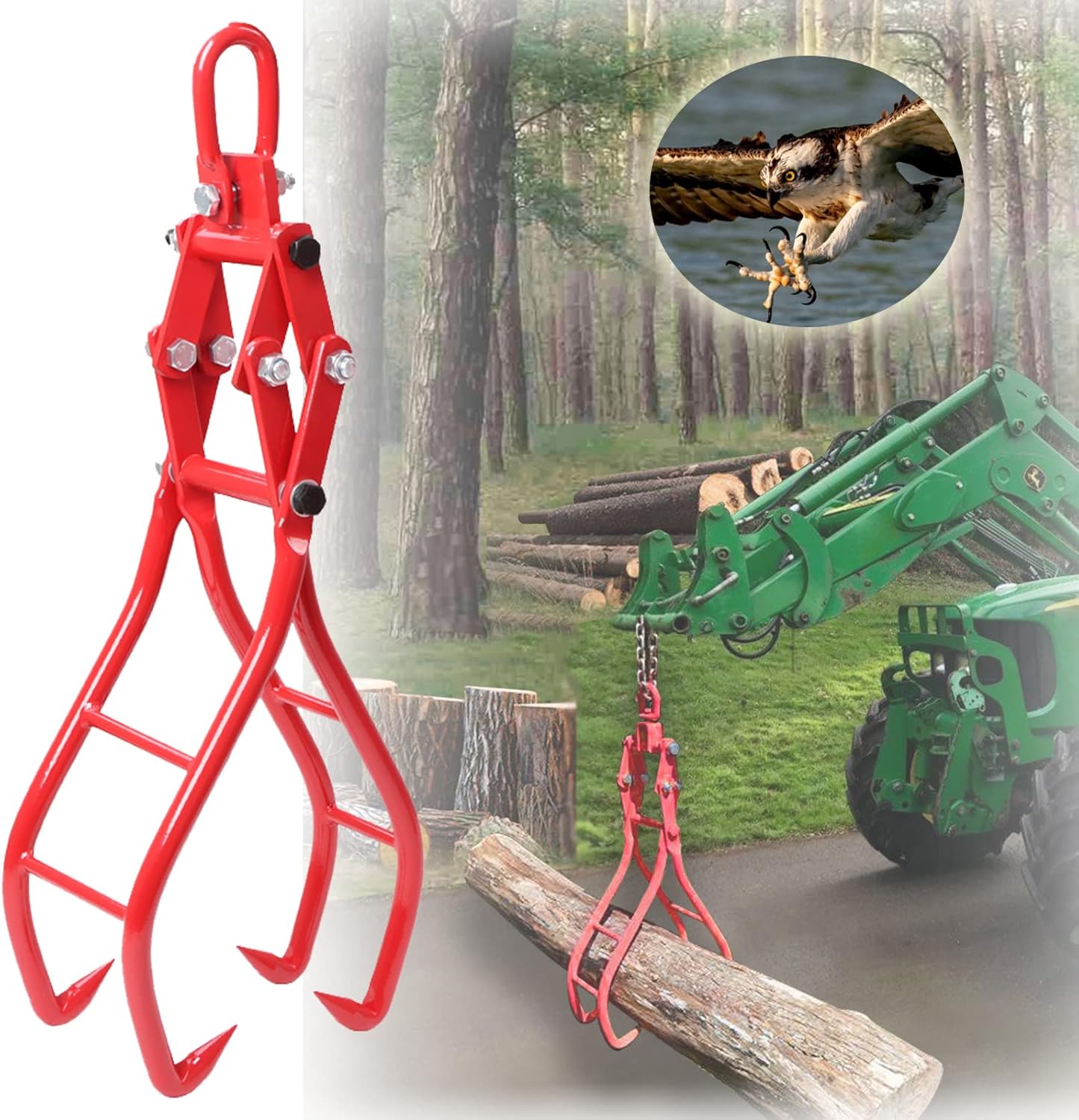Pinzas de elevación de madera para tractores, cuatrimotos, tractores deslizantes, 28 pulgadas, 4 garras