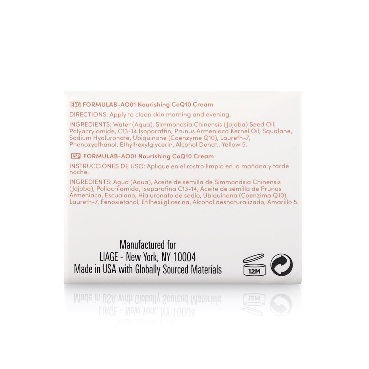 Crema hidratante nutritiva antiarrugas con CoQ10