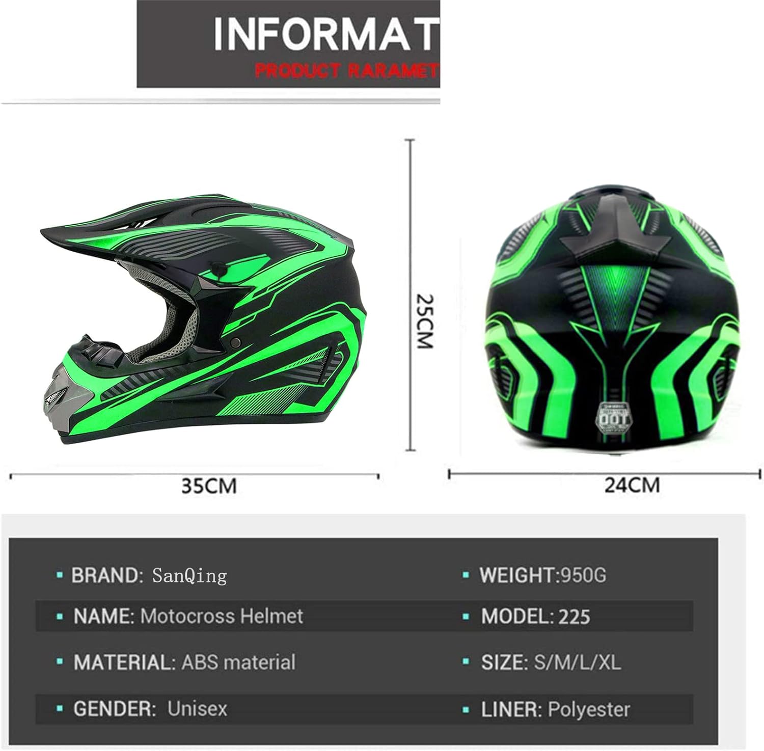 Casco de motocross, casco de motocicleta ATV ATV para jóvenes y adultos, casco de bicicleta de montaña BMX de 4 ruedas para niños, certificado DOT,