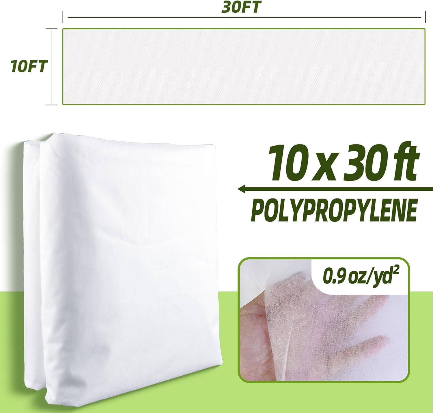 Cubiertas para plantas, protección contra congelación, 10 x 30 pies, manta de tela flotante para protección de invierno, 0.9 ozyd