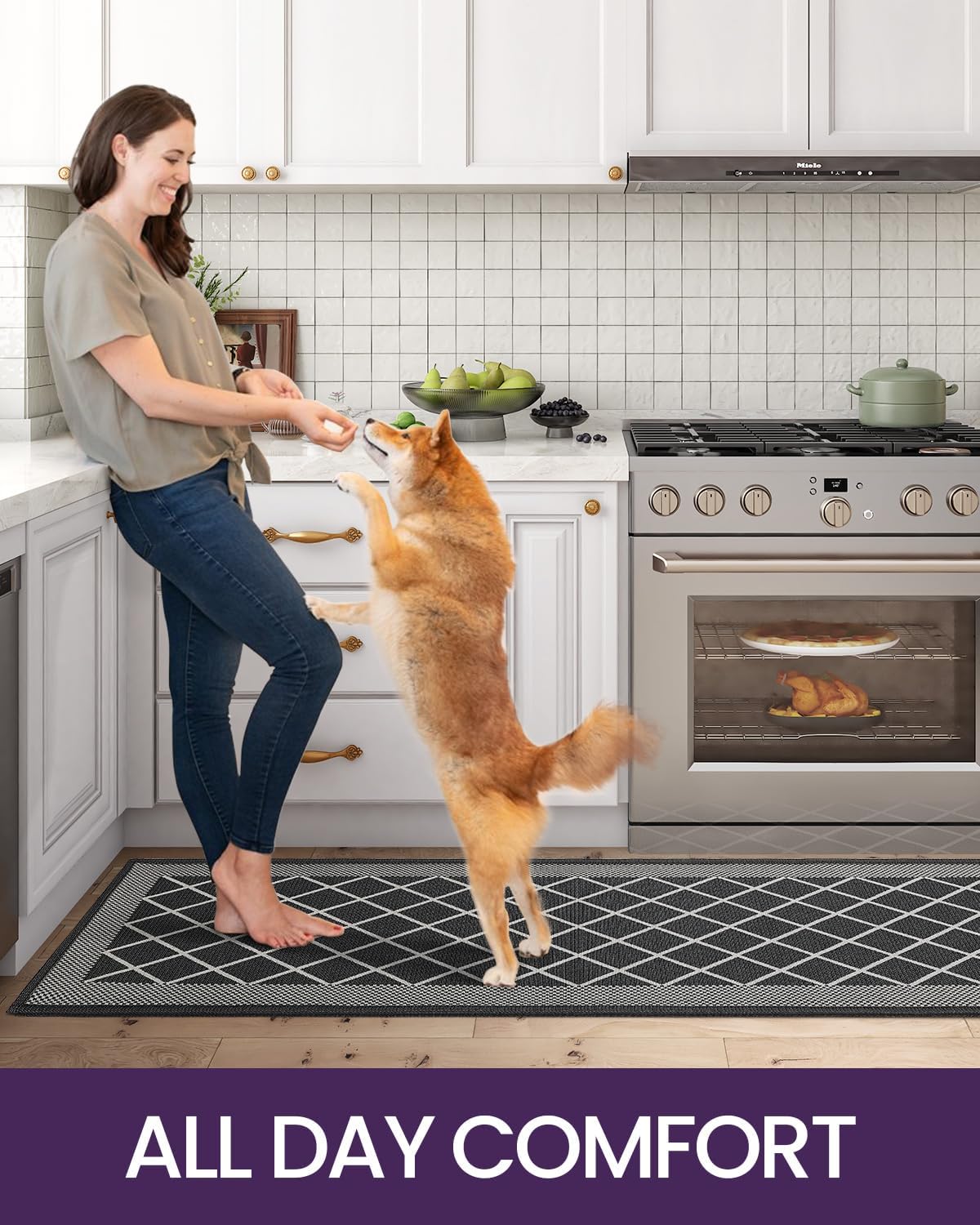 DEXI Alfombras y tapetes de cocina para piso, alfombras absorbentes de cocina antideslizantes, lavables, juego de 2 tapetes de cocina para la parte