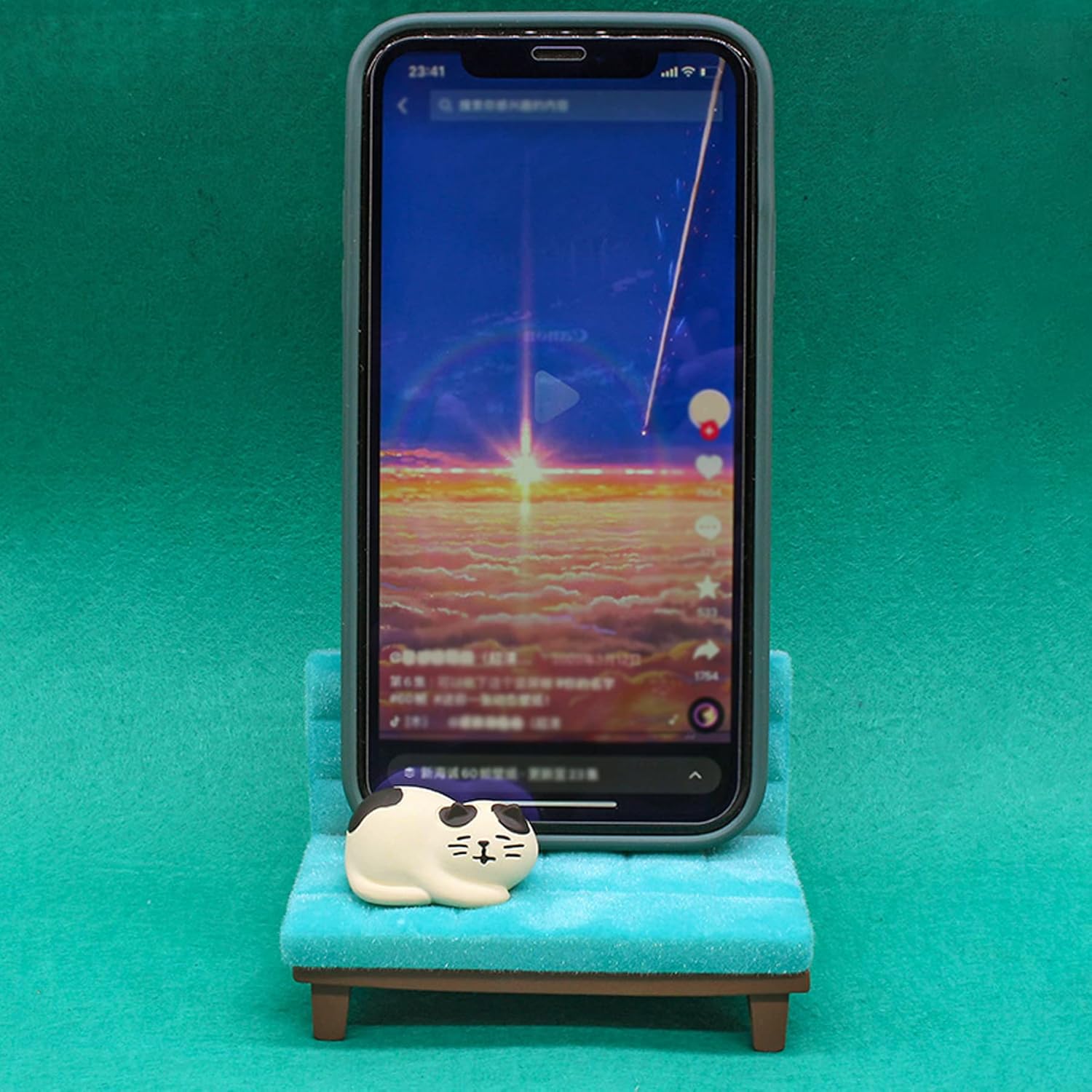 Soporte de escritorio para teléfono celular, sofá rosa con lindo gato gatito para oficina, manos libres, ornamento para el hogar