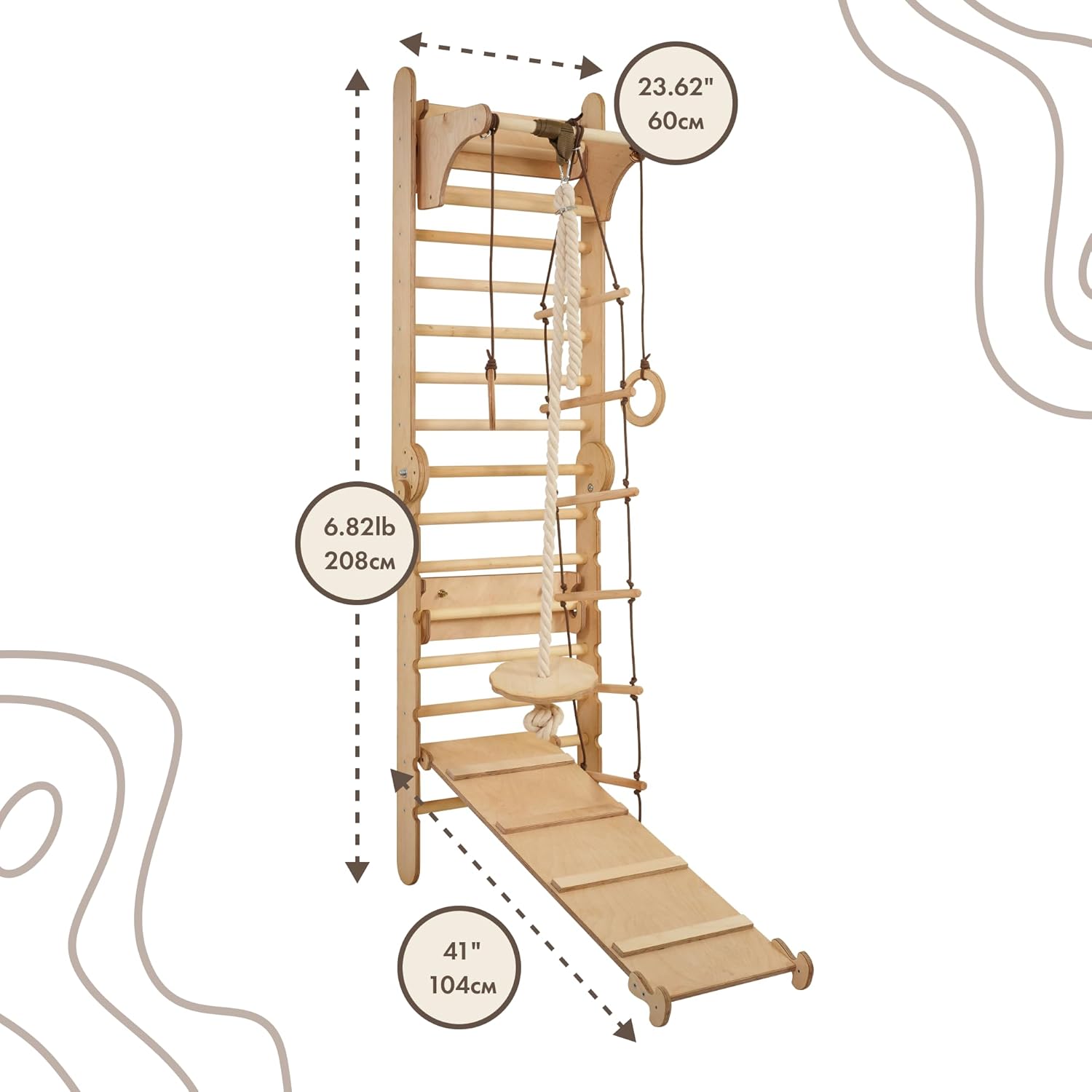 Escalera sueca Gimnasio para niños – Montessori Play Gym Escalada Set – Juguetes de escalada de madera para niños pequeños de 1 a 3 años