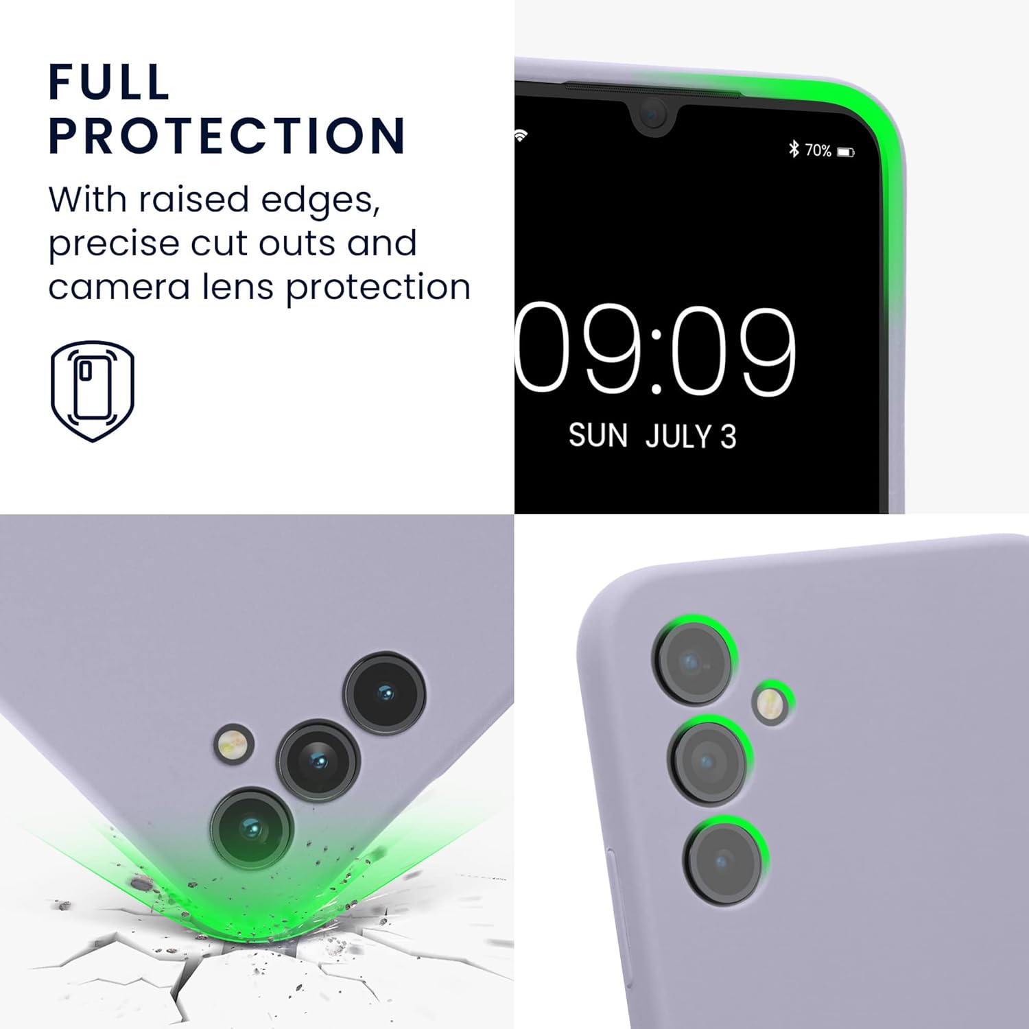 kwmobile Funda compatible con Samsung Galaxy A34 5G – Funda delgada de silicona TPU para teléfono – Acabado suave al tacto – Lavanda clara