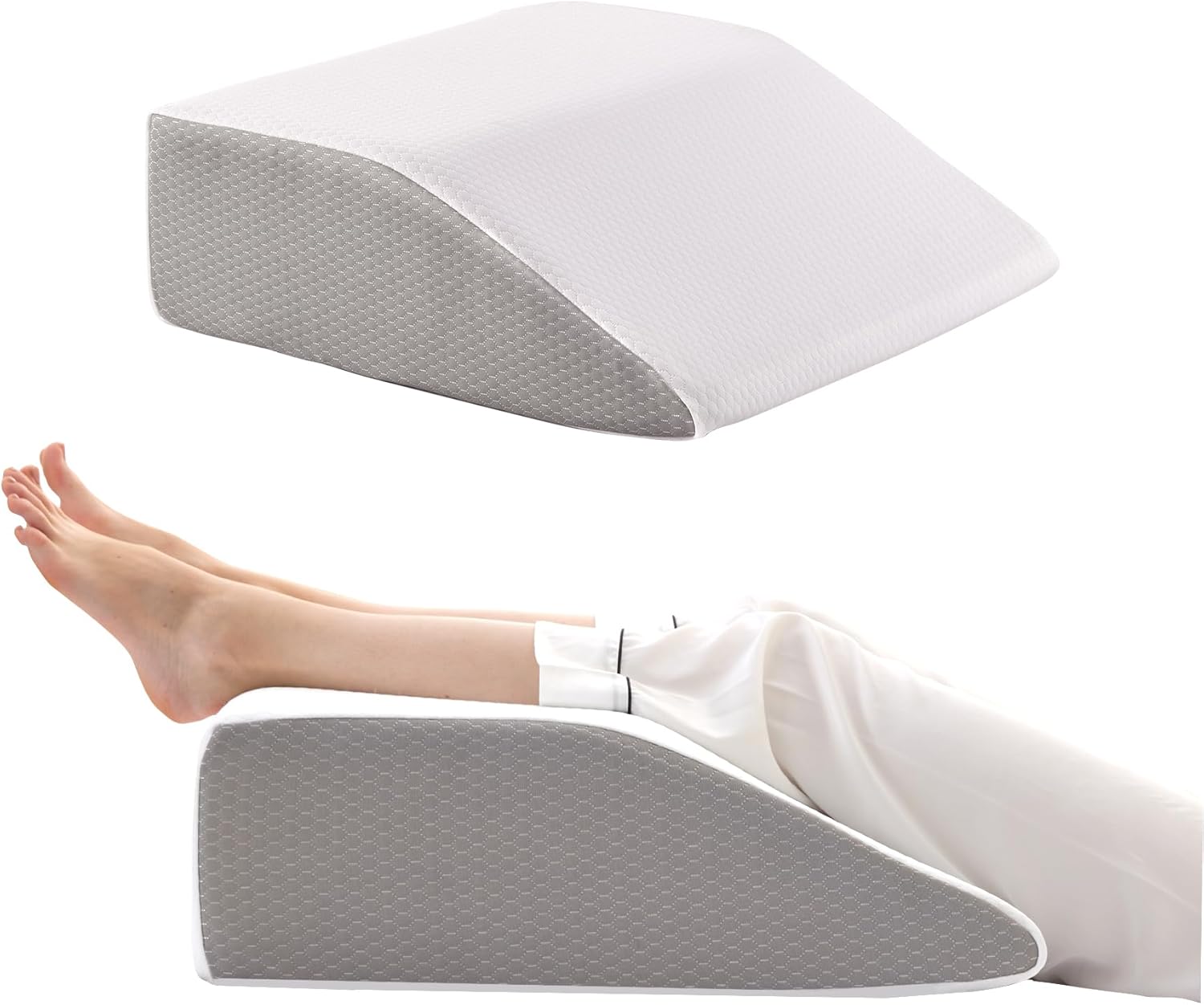 Almohadas de elevación de piernas, almohadas de piernas para dormir, parte superior de espuma viscoelástica de gel refrescante, almohada de cuña