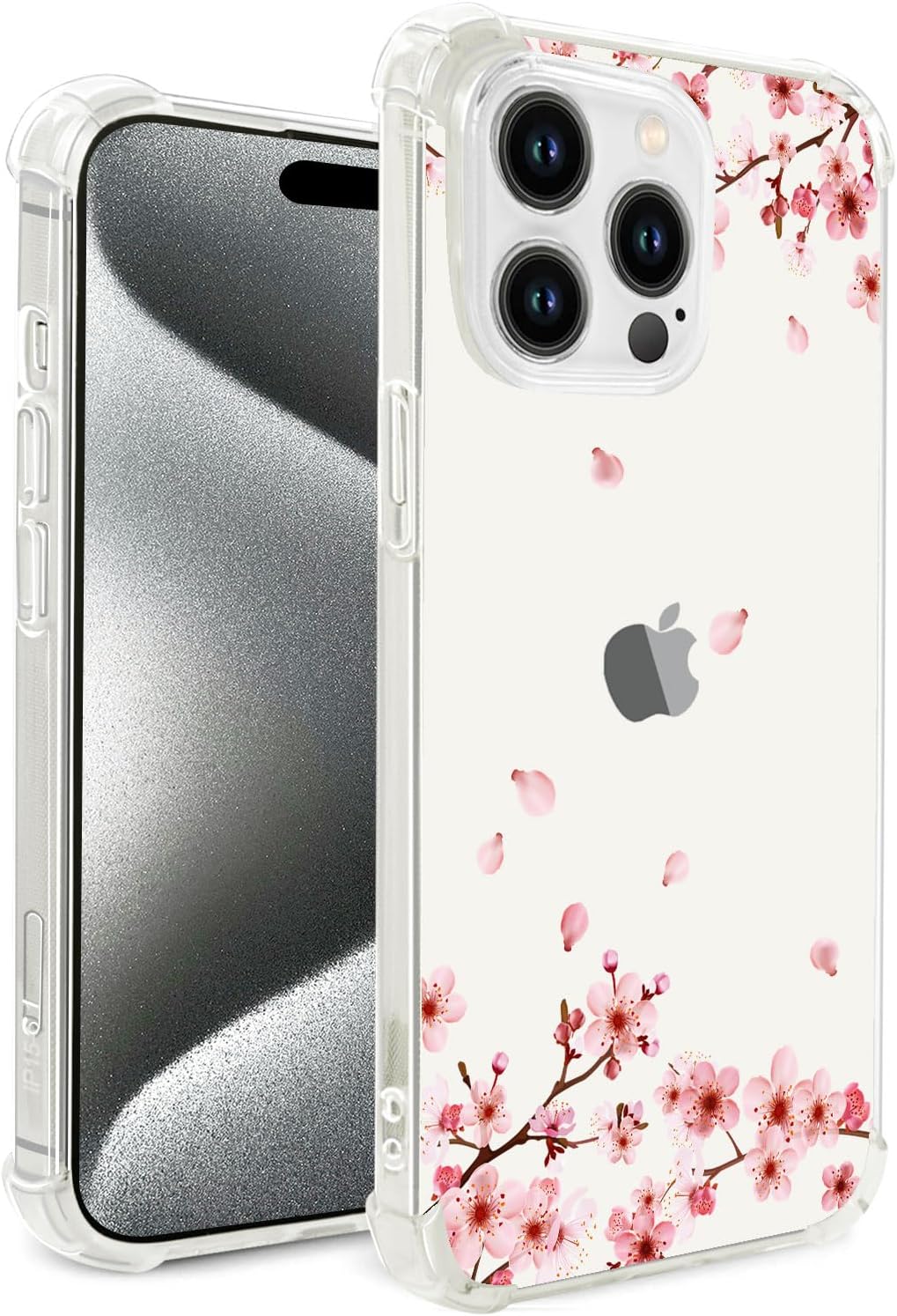 Hi Space Funda para iPhone 15 Pro Max, funda suave y transparente para iPhone 15 Pro Max para mujeres y niñas, funda suave con flores rosas para