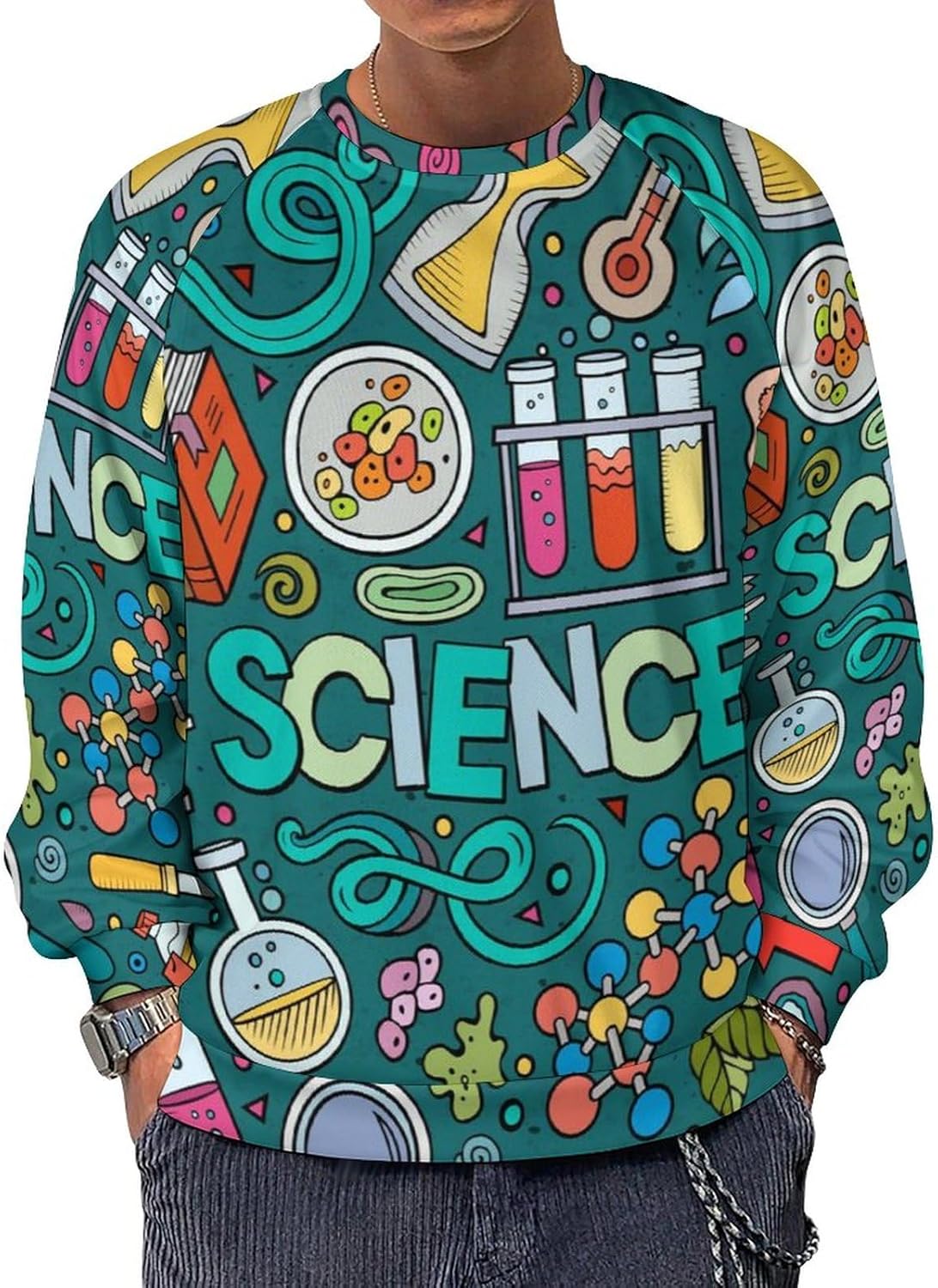 Physics Biochemistry Science Men’s Crewneck Sweatshirt Long Sleeve Shirts Lightweight Casual Pullover Tops