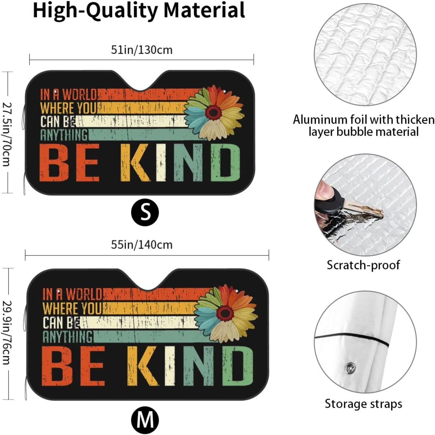 World Where Anything Kind – Parasol frontal plegable para automóvil, bloquea los rayos UV, mantiene tu vehículo fresco