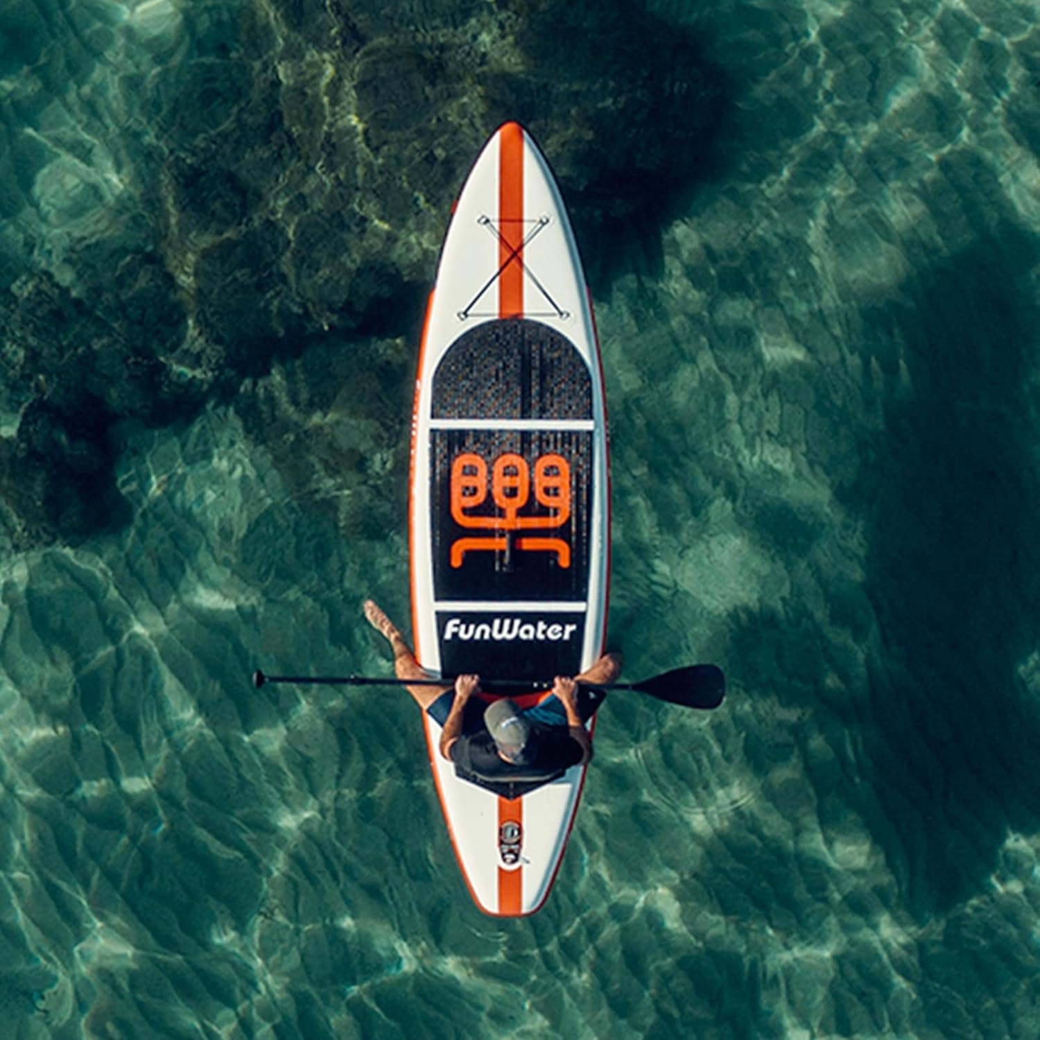 FunWater Stand Up, tabla de Paddle inflable de 11 x 33 x 6 pulgadas, ultra liviana (20.4 libras) con accesorios ISUP, 3 aletas, remo ajustable,
