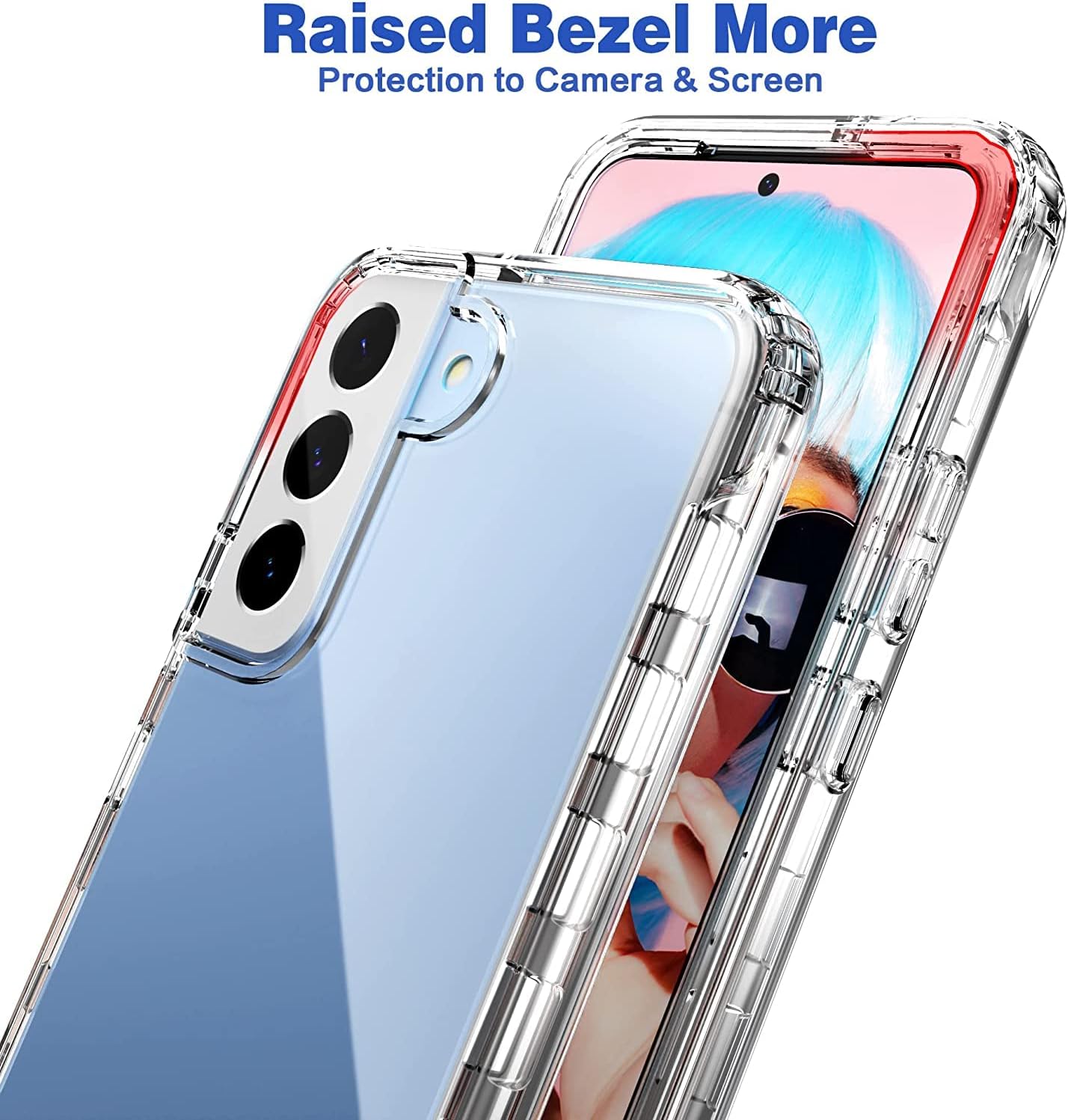IDweel Funda transparente para Galaxy S22 Plus con protector de pantalla de vidrio templado, híbrida 2 en 1, a prueba de golpes, suave, delgada,